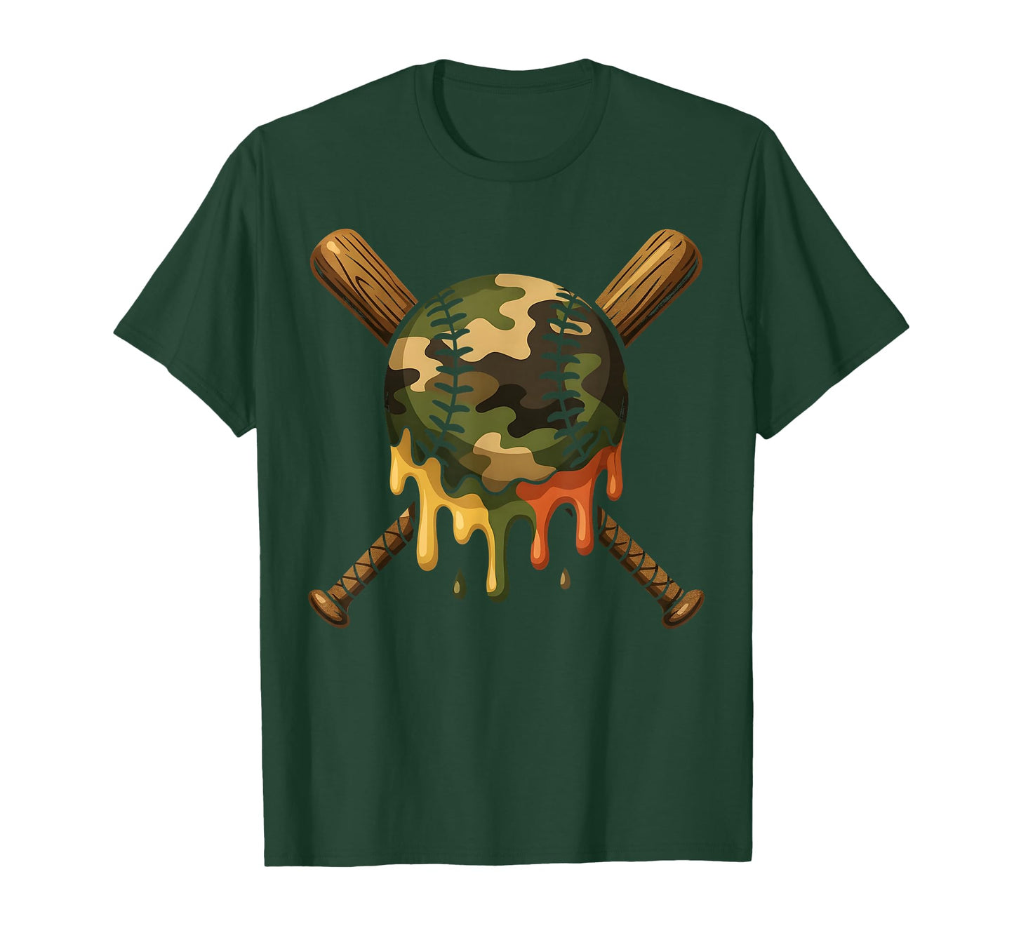 Baseball Drip Camo Baseball Bats Boys Sports Cool Game Day T-Shirt