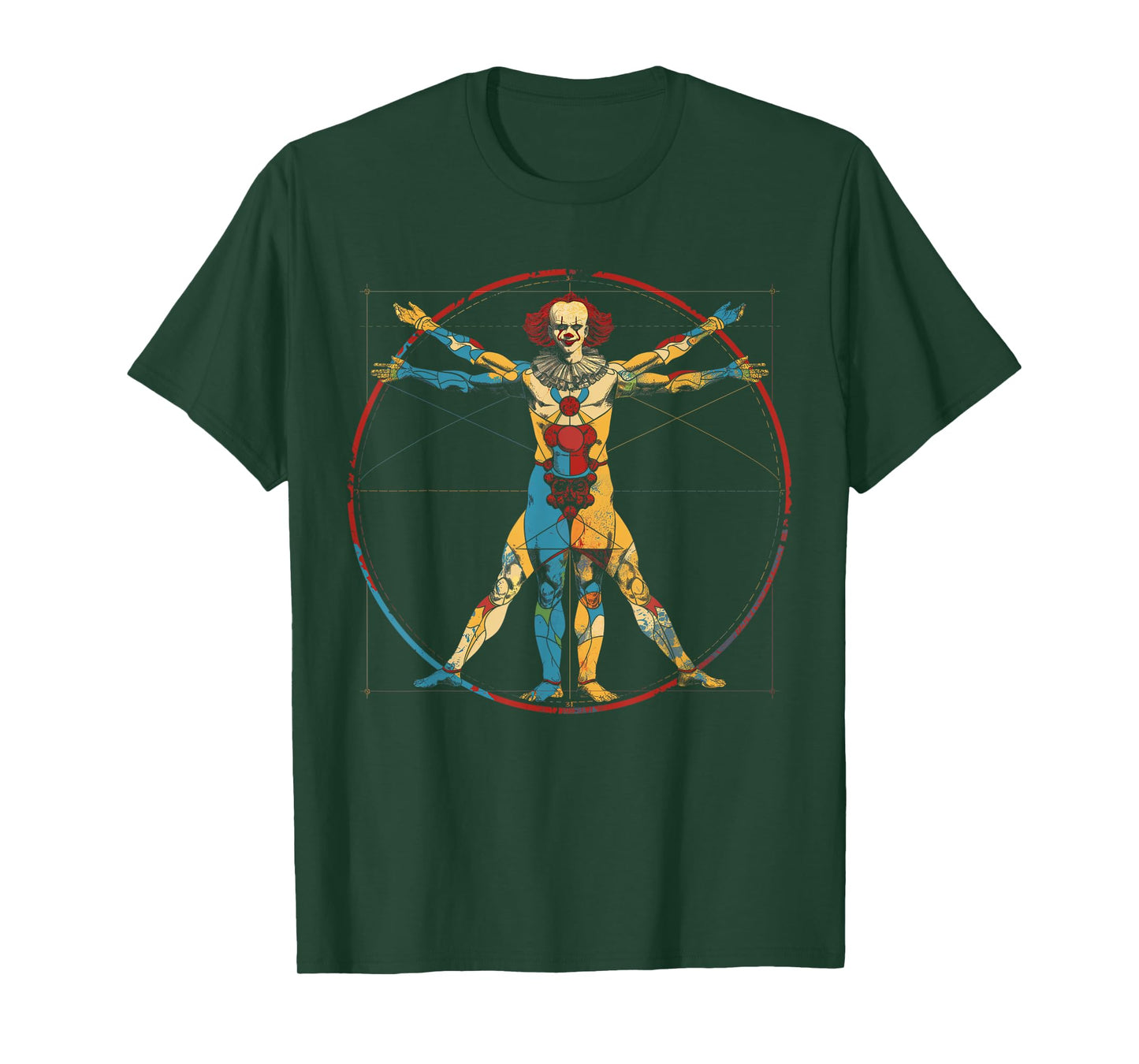 Clowncore Aesthetic Vitruvian Man Clown Creepy Goth T-Shirt