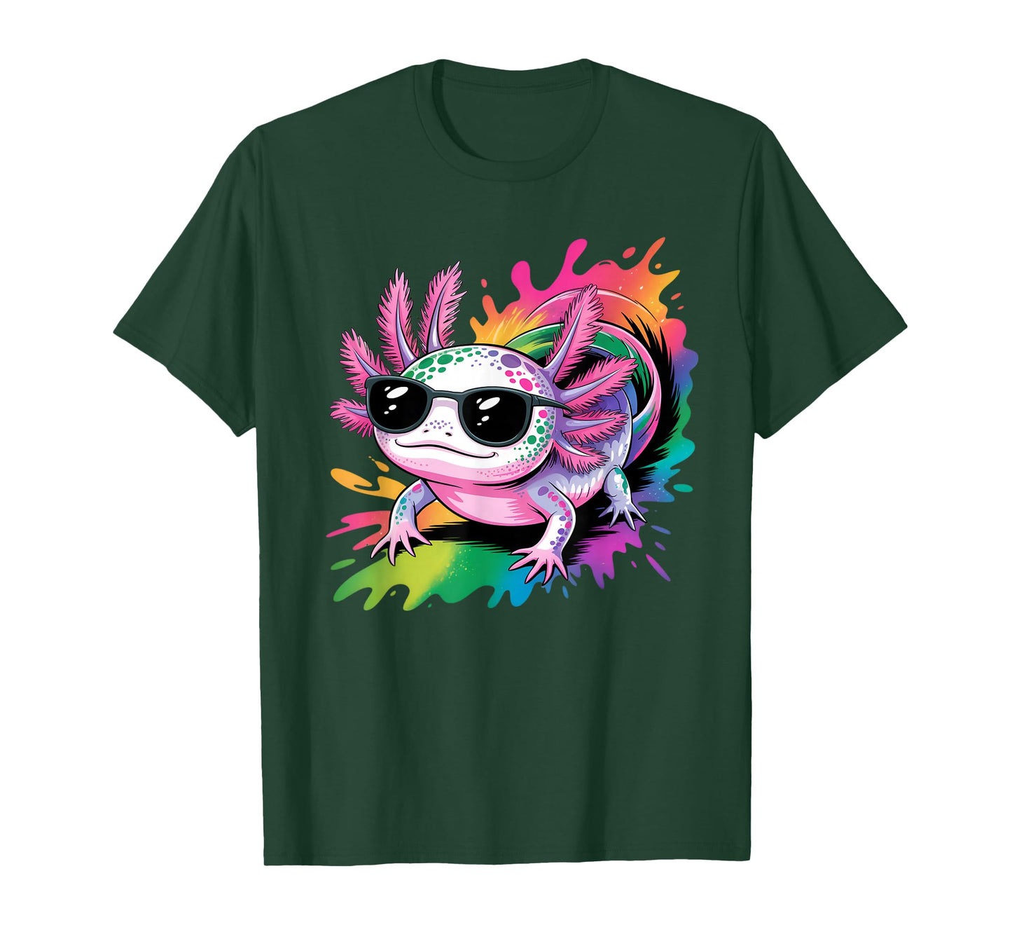 Axolotl with Sunglasses Colorful Cool Axolotl Graphic T-Shirt