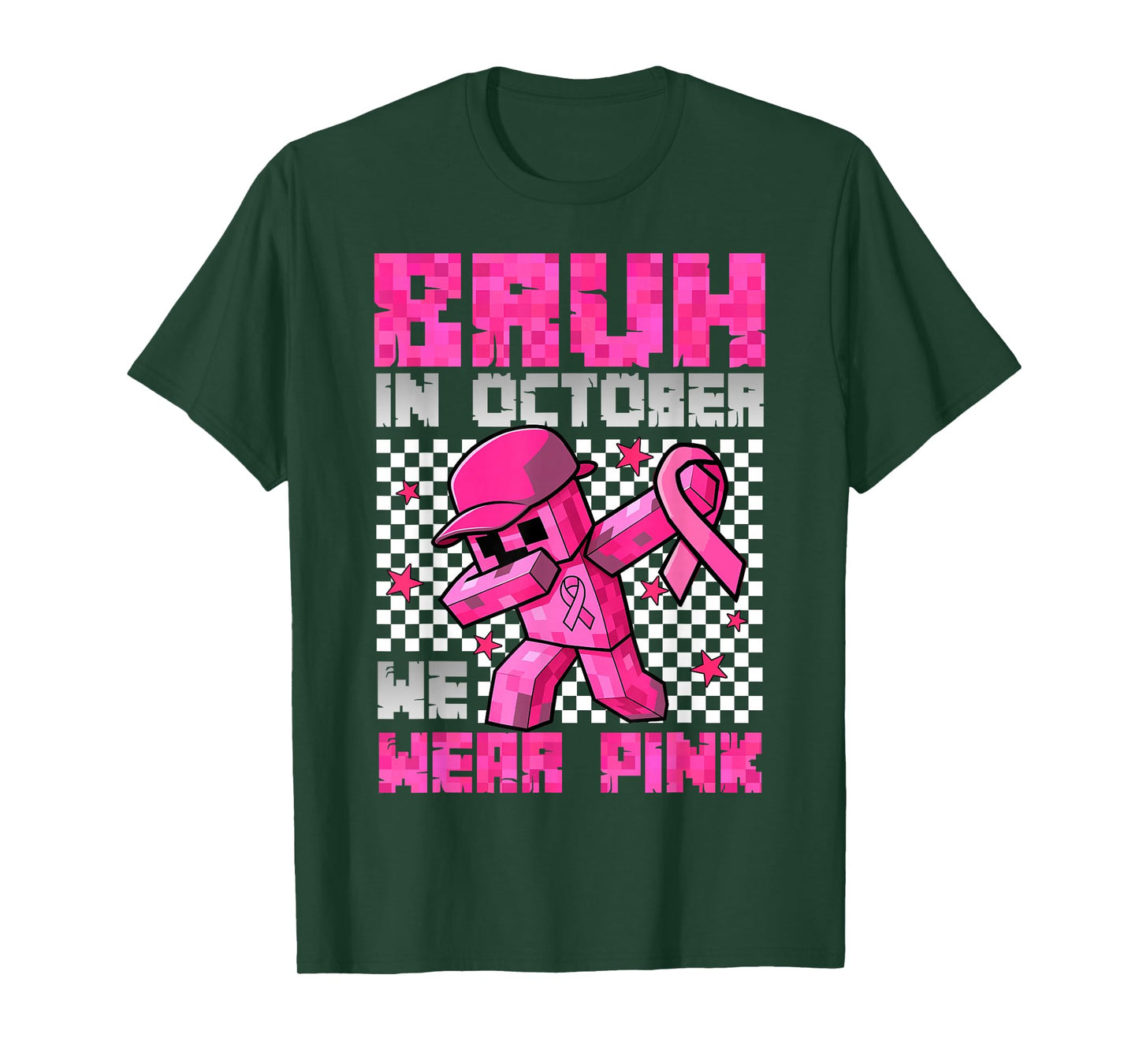 Bruh in October We Wear Pink Breast Cancer Game Kids Boy Men T-Shirt