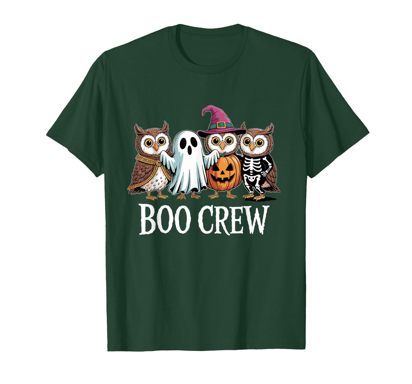 Boo Crew Halloween Owls Ghost Pumpkin Witch Skeleton T-Shirt