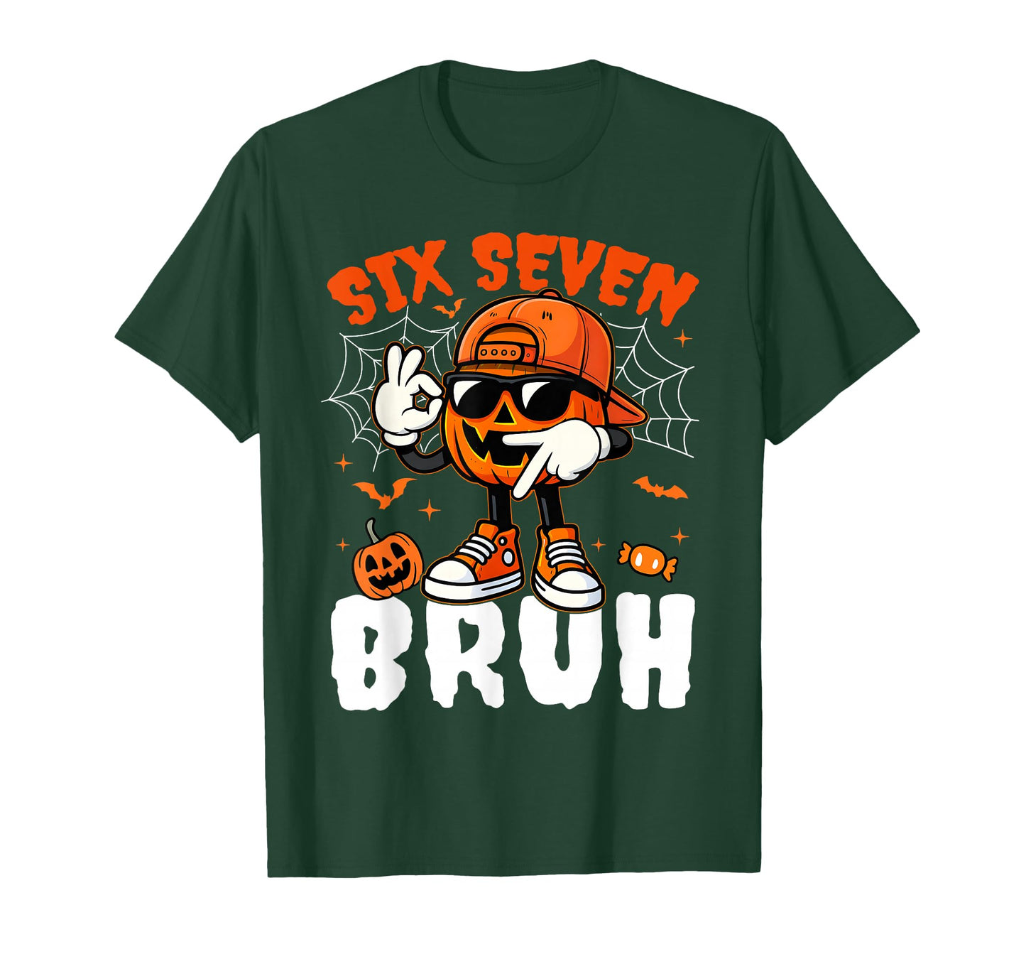 Funny Six Seven Meme Brainrot Pumpkin Kids Bruh 67 Halloween T-Shirt