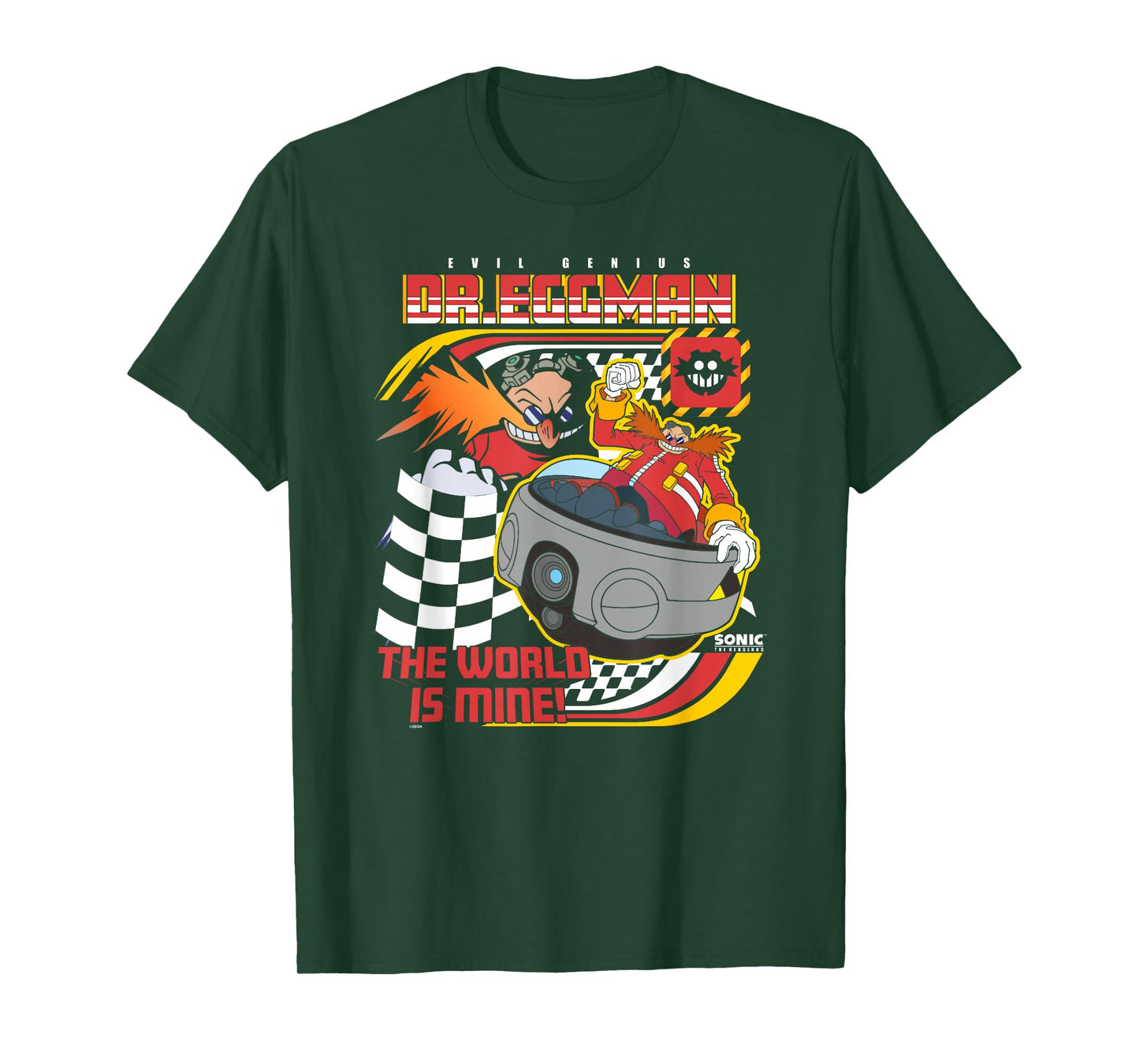 Sonic The Hedgehog Dr Eggman Speeder Race Retro Chest Poster T-Shirt