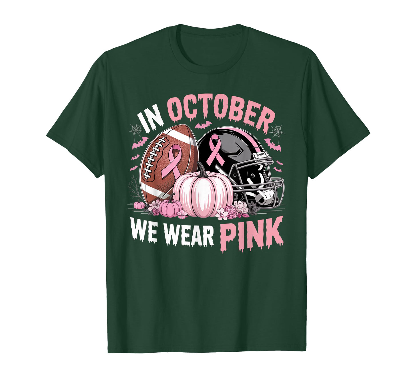 October We Wear Pink Football Breast Cancer Awareness Month T-Shirt