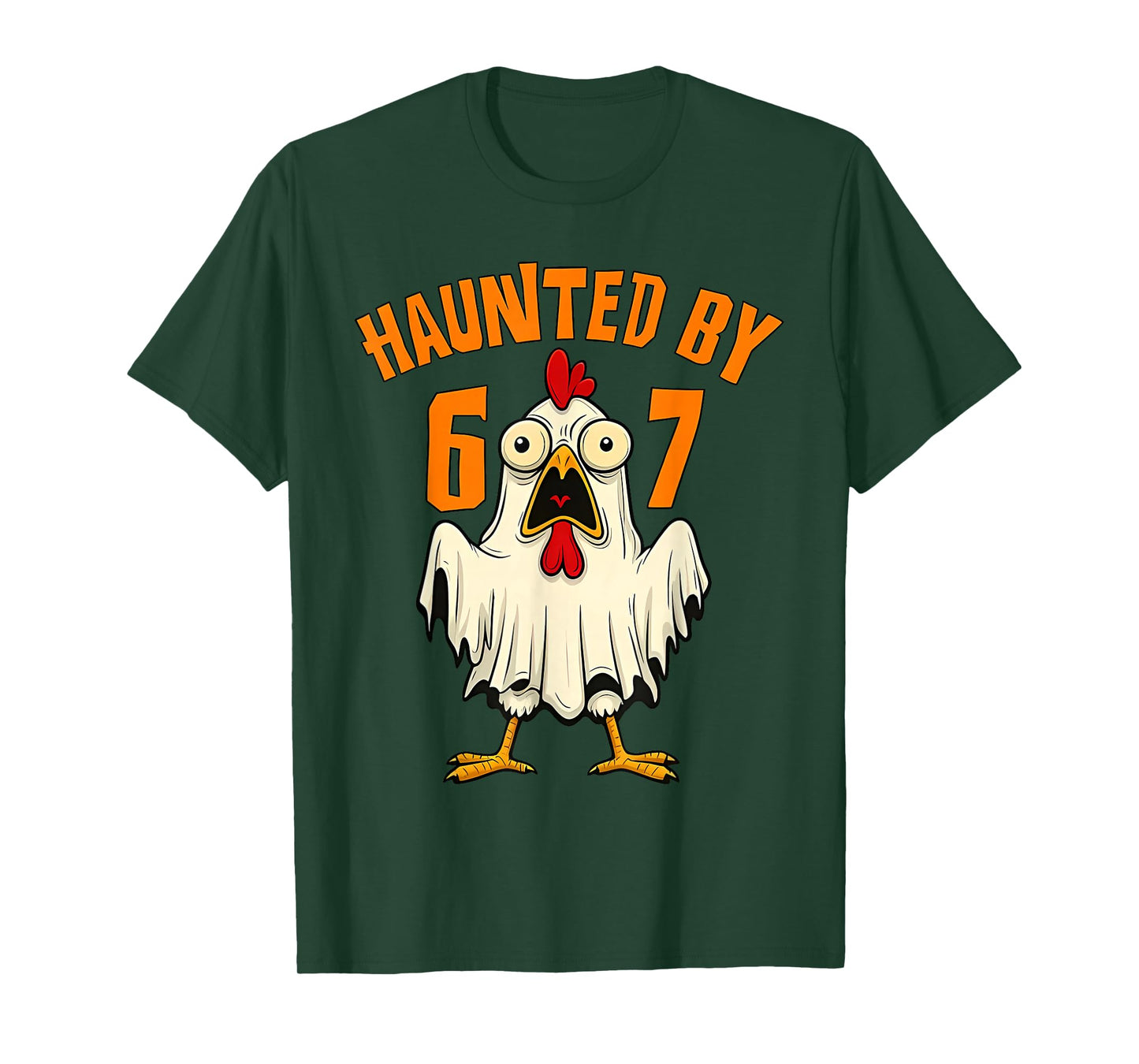 Haunted by 67 Chicken Meme Funny Halloween Boys Girls Kids T-Shirt