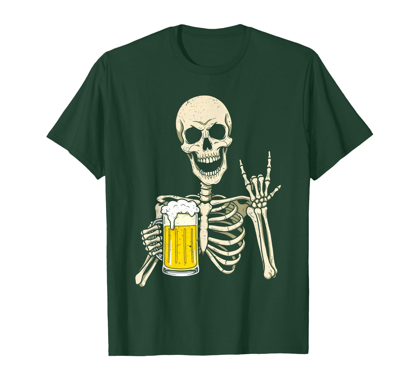 Skeleton Drinking Beer Funny Halloween Costume Party Spooky T-Shirt