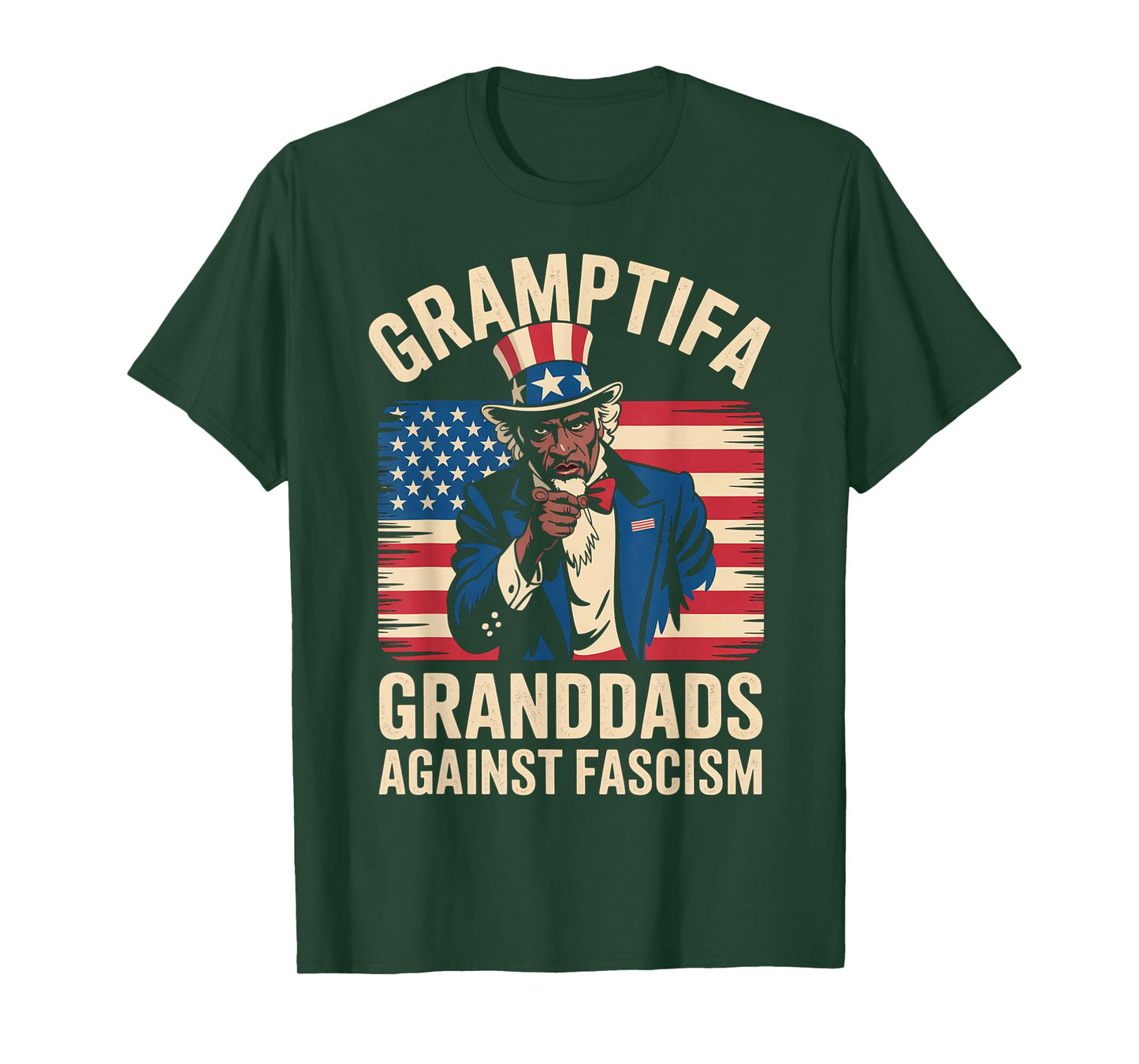 Gramptifa Black Grandad Against Fascism Flag Resist No Kings T-Shirt
