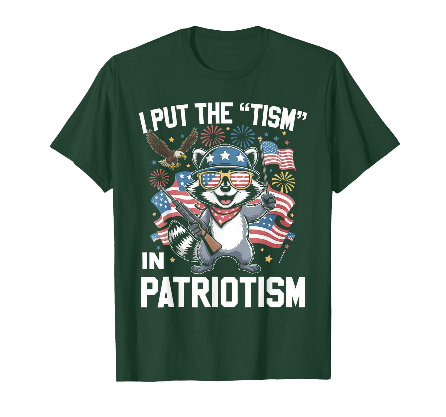 I Put The Tism in Patriotism Athletic Eagle T-Shirt