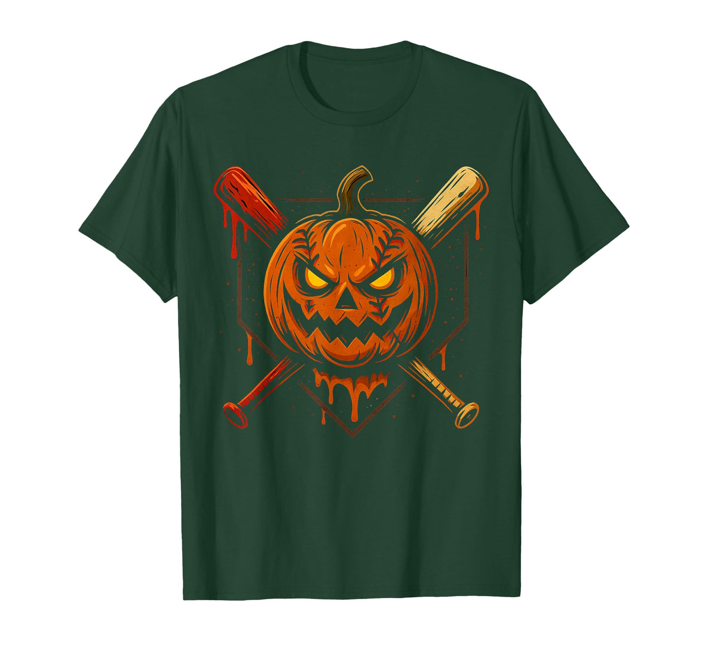 Pumpkin Halloween Baseball Ice Cream Drip Spooky Boys Youth T-Shirt