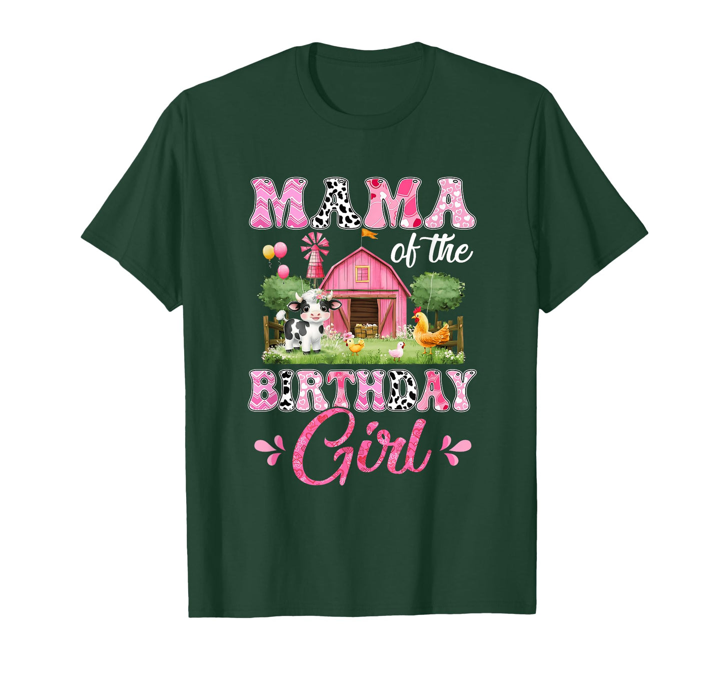 Mama Of The Birthday Girl 1St Birthday Cow Farm Family T-Shirt