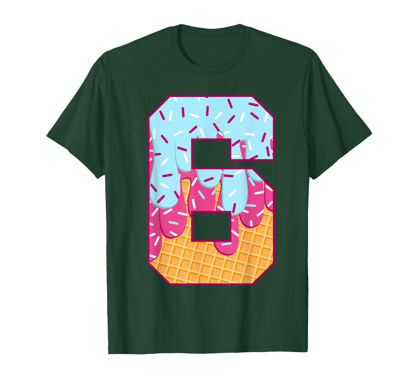 Number 6 Ice Cream Drip Matching Numbers Costume Meme T-Shirt
