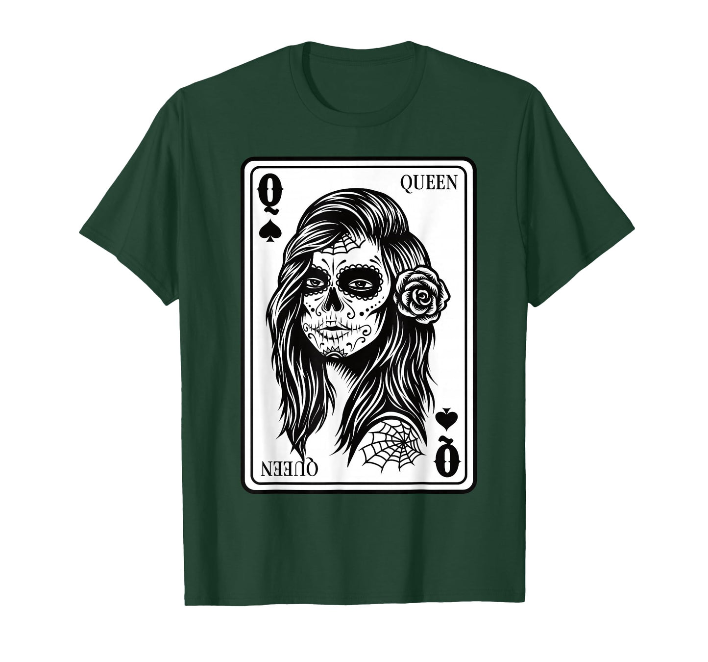 King And Queen Skull - 1/2 Card Hearts Flush Couple Matching T-Shirt
