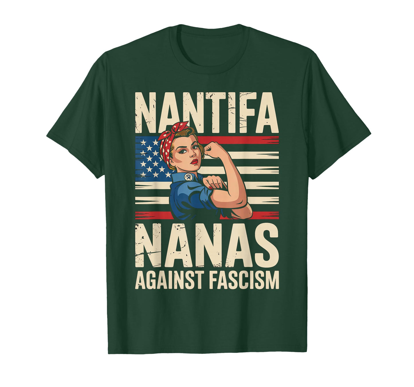 Nantifa Nana Against Fascism Flag Resist No Kings Grandma T-Shirt