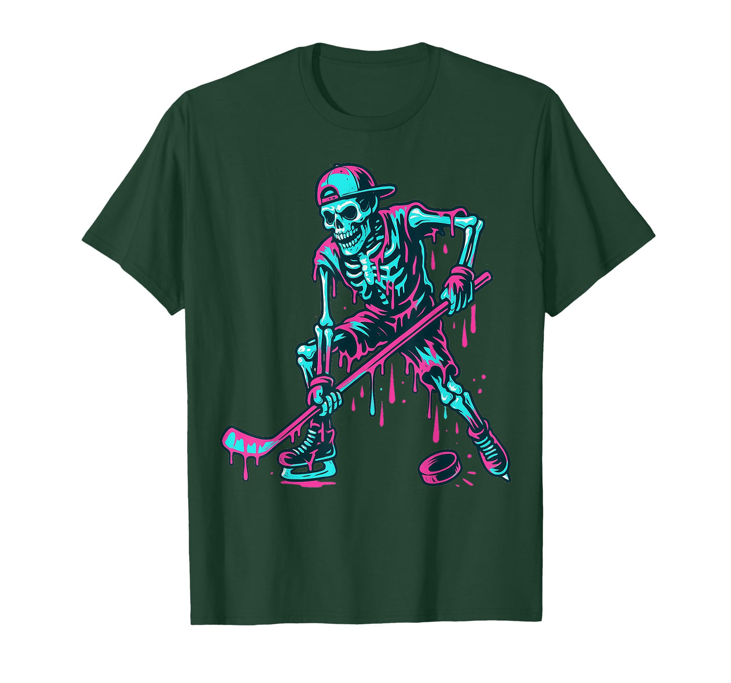 Skeleton Hockey Drip Boys Ice Cream Drip Youth Boys Hockey T-Shirt