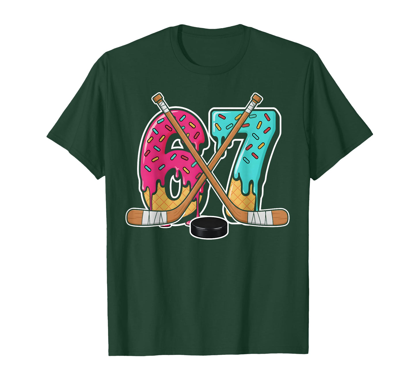 67 Ice Cream Drip Hockey Gen Alpha Slang Six Seven Meme T-Shirt