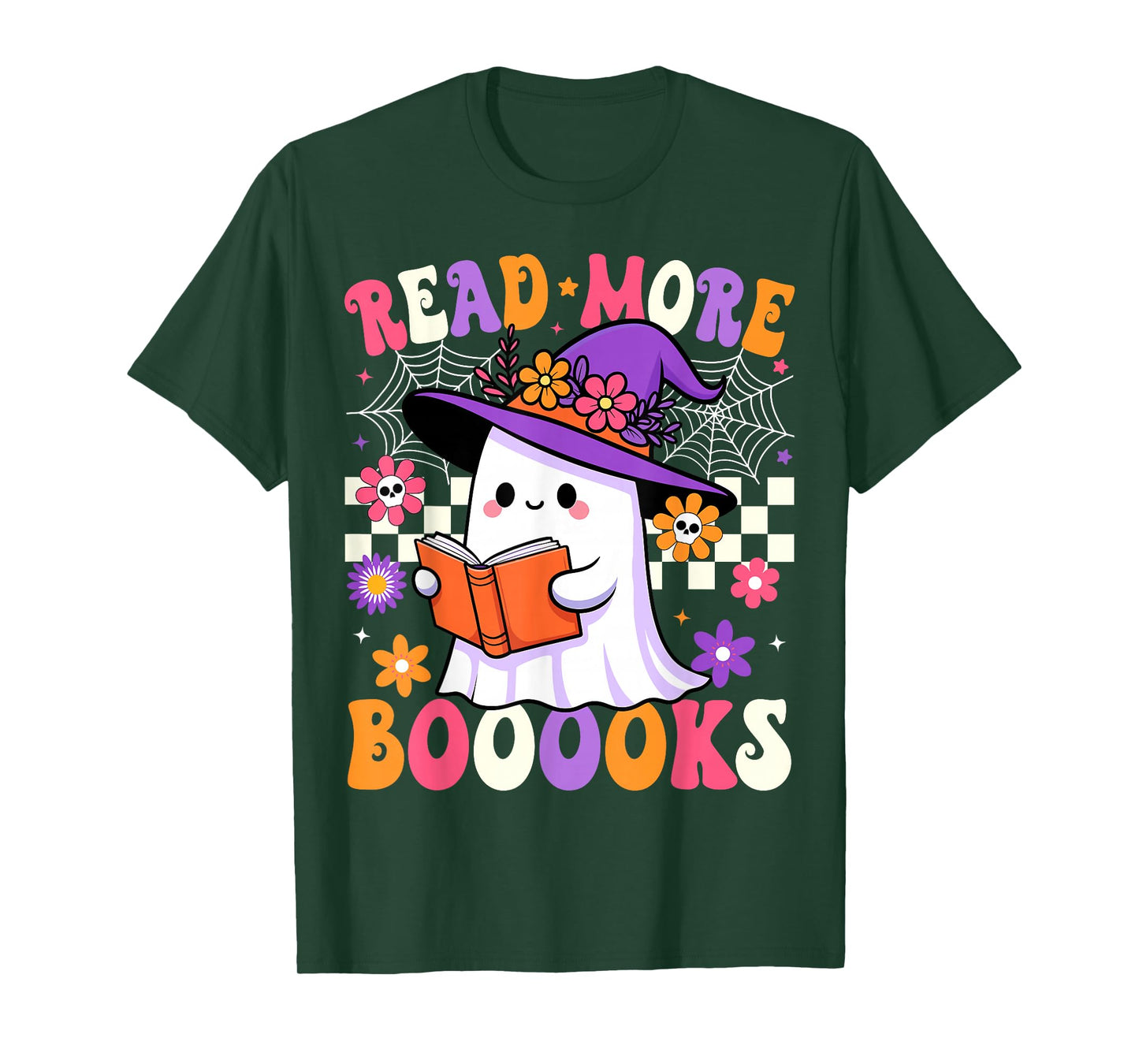 Read More Books Ghost Reading Book Funny Teacher Halloween T-Shirt
