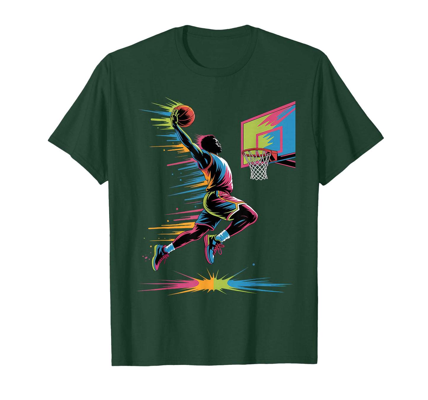 Urban Slam Dunk Art | Abstract Drip Basketball Graphic Only T-Shirt