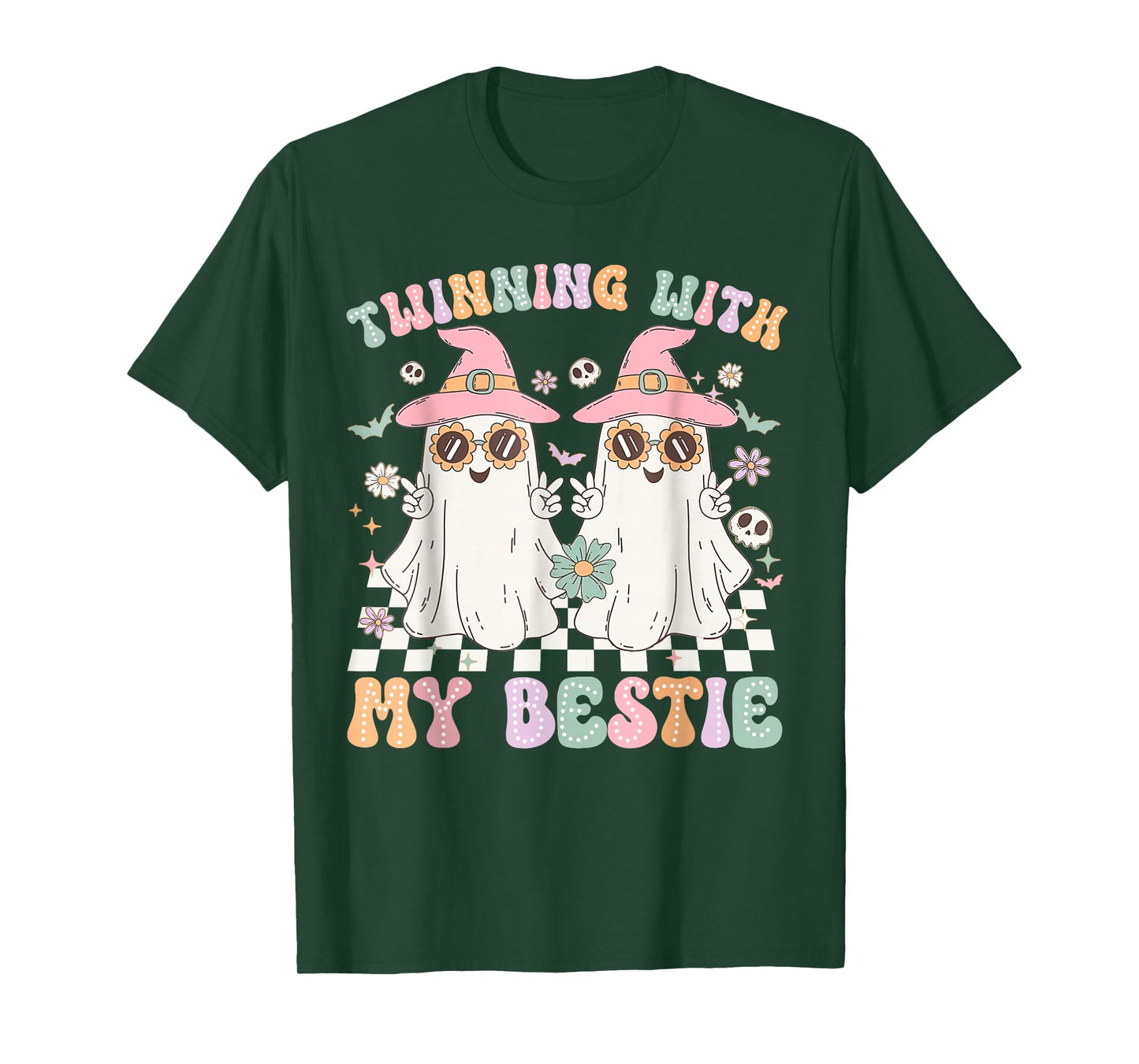 Groovy Twins Ghost Twinning With My Bestie Halloween Funny T-Shirt