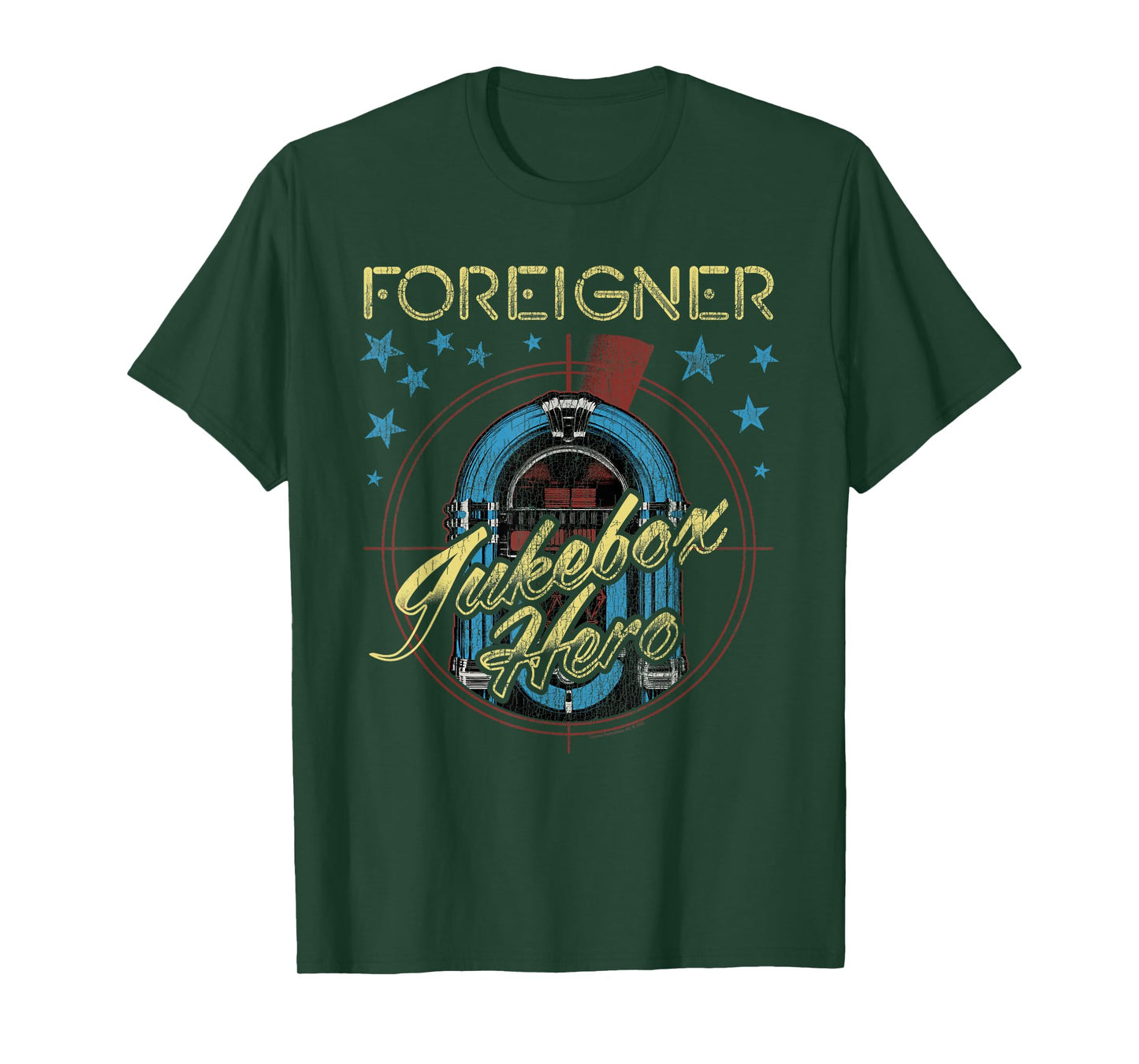 Foreigner Retro Jukebox Hero with Stars Vintage Band T-Shirt
