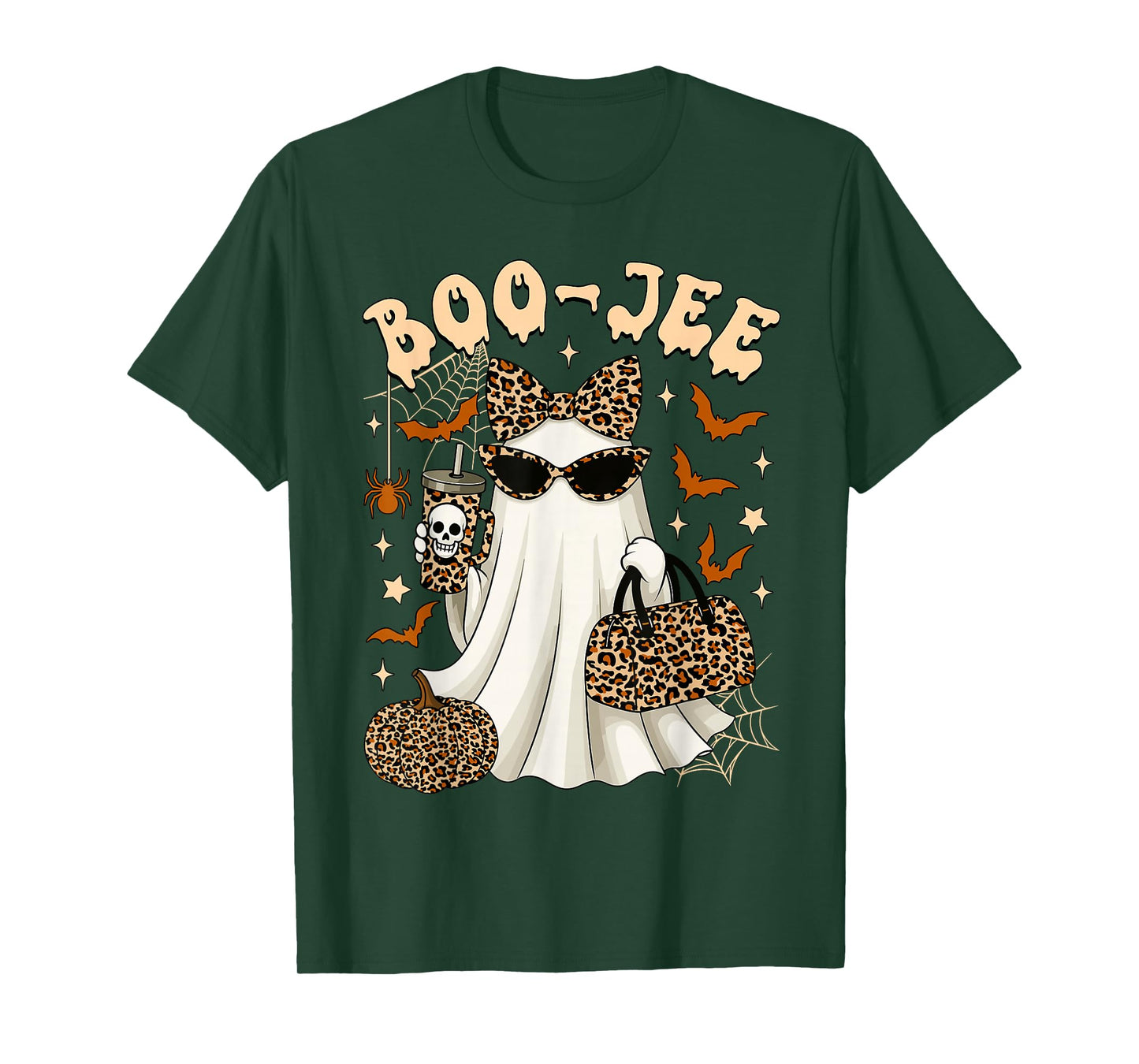 Boo JEE Coquette Leopard Ghost Coffee Halloween Boujee Ghost T-Shirt