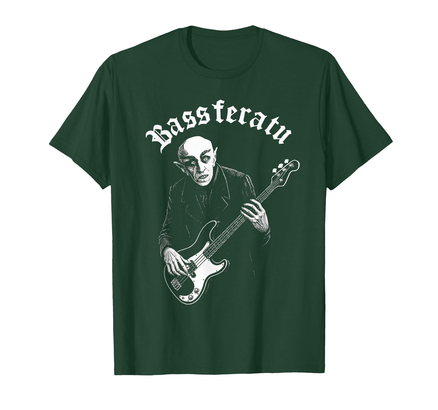 Bassferatu Gothic Horror Bass Guitar Player Halloween Parody T-Shirt