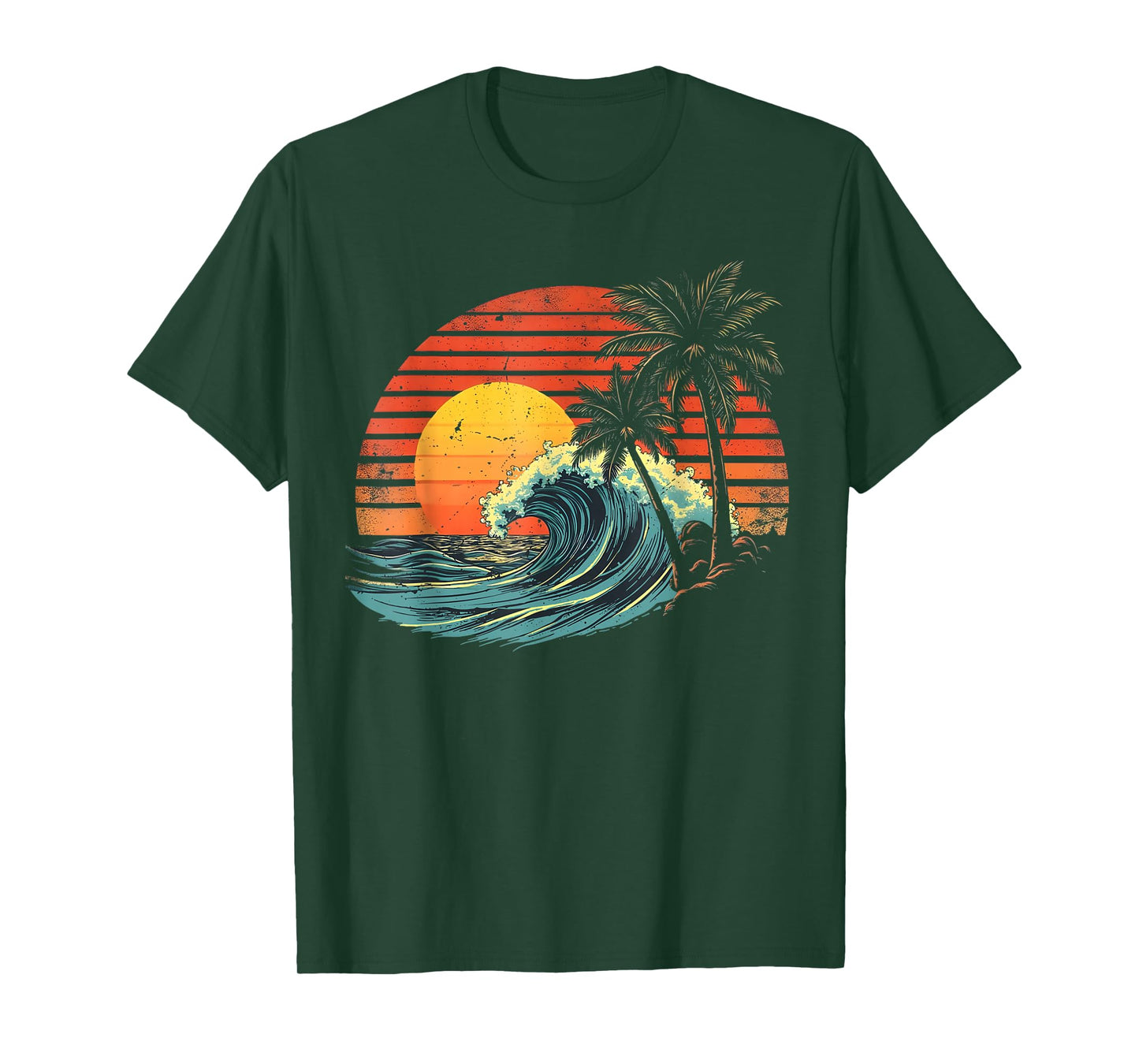 Retro Tropical Vintage Sunset Beach Palm Tree For Men Women T-Shirt