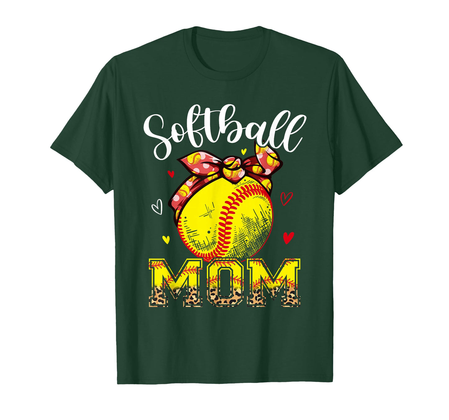 Softball Mom Headband Leopard Softball Ball Mothers Day Mama T-Shirt