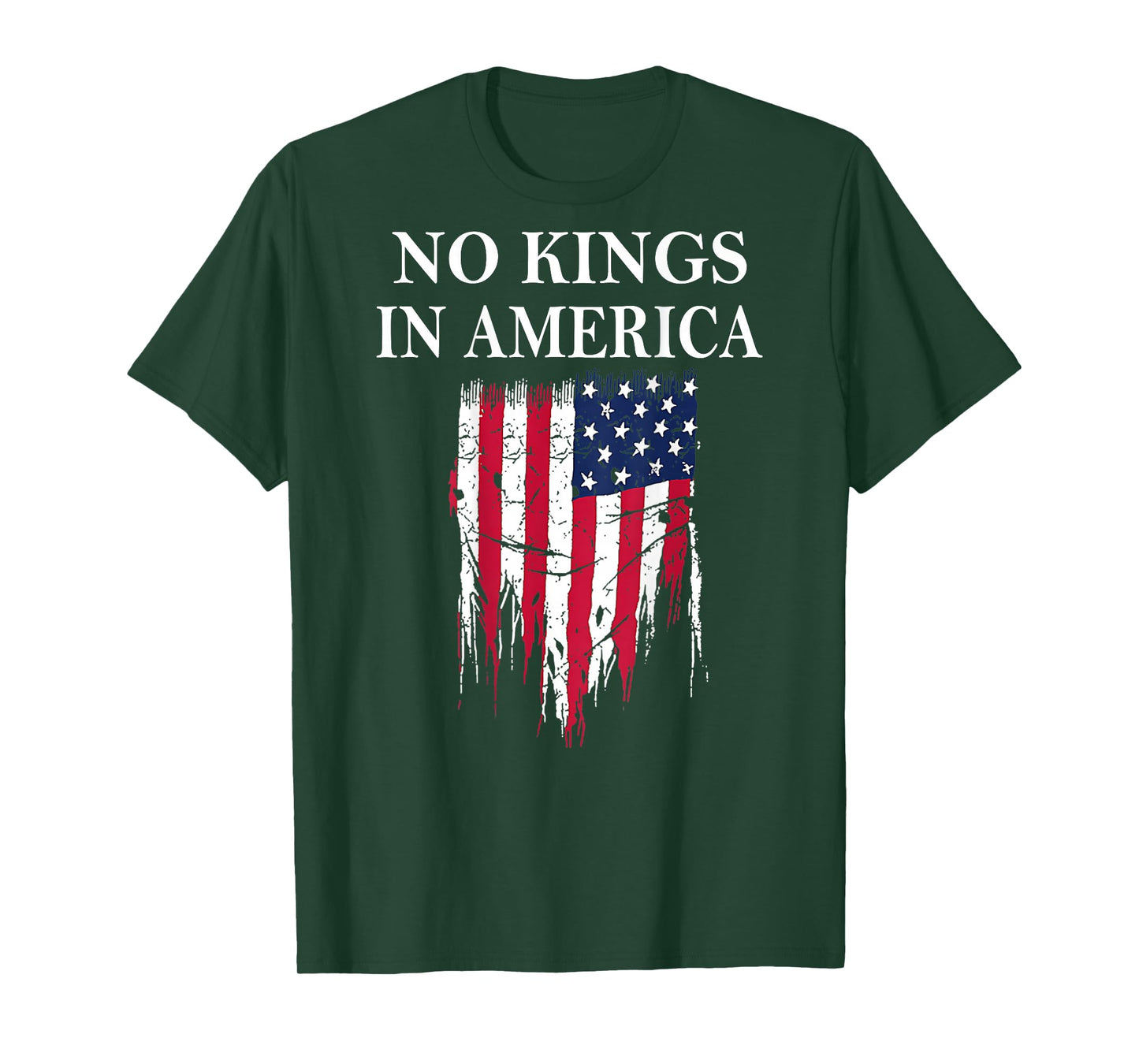 No Kings in America America Flag Vintage No Kings (ON Back) T-Shirt