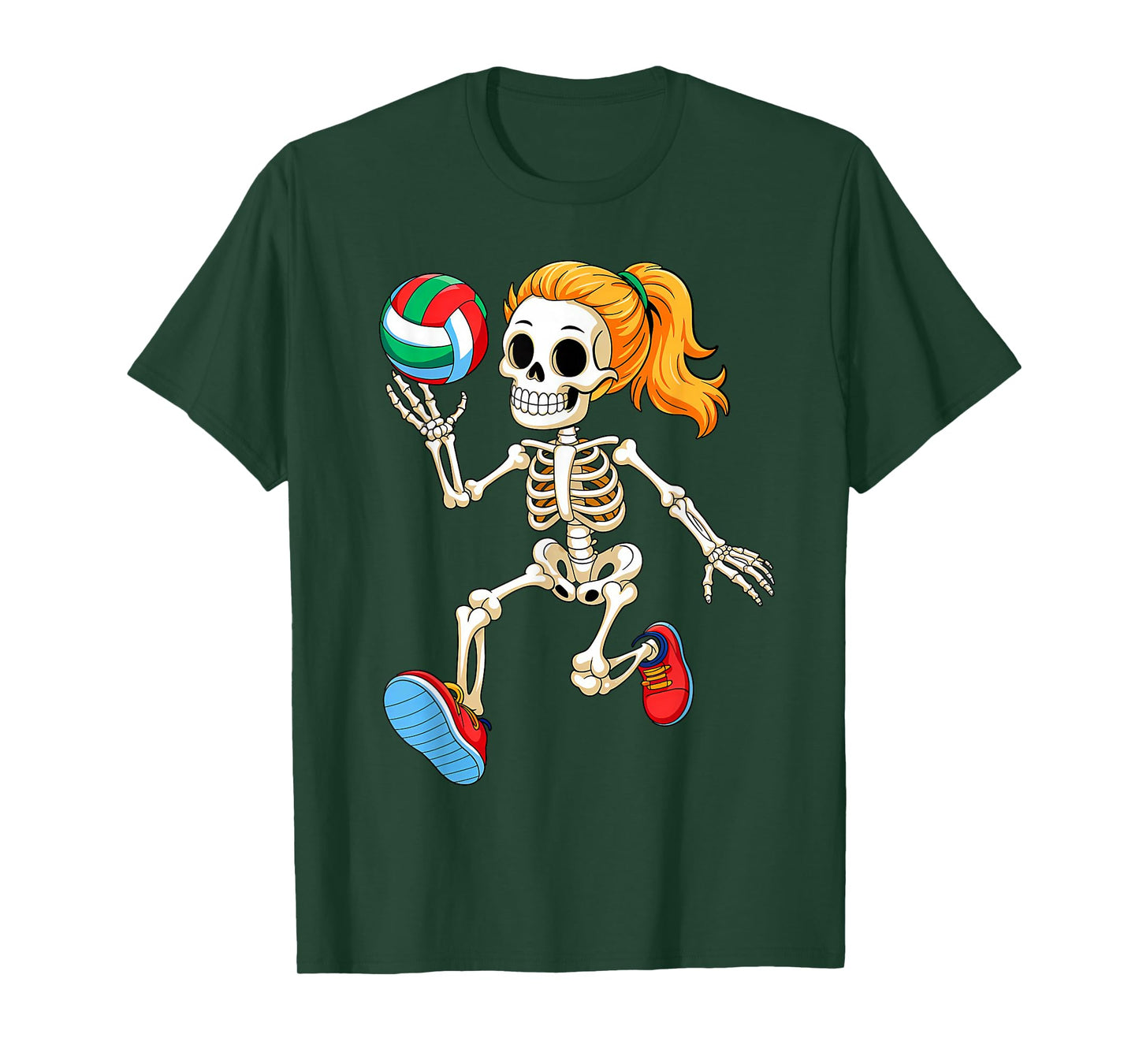 Skeleton Playing Volleyball Halloween Costume Funny Boy Girl T-Shirt