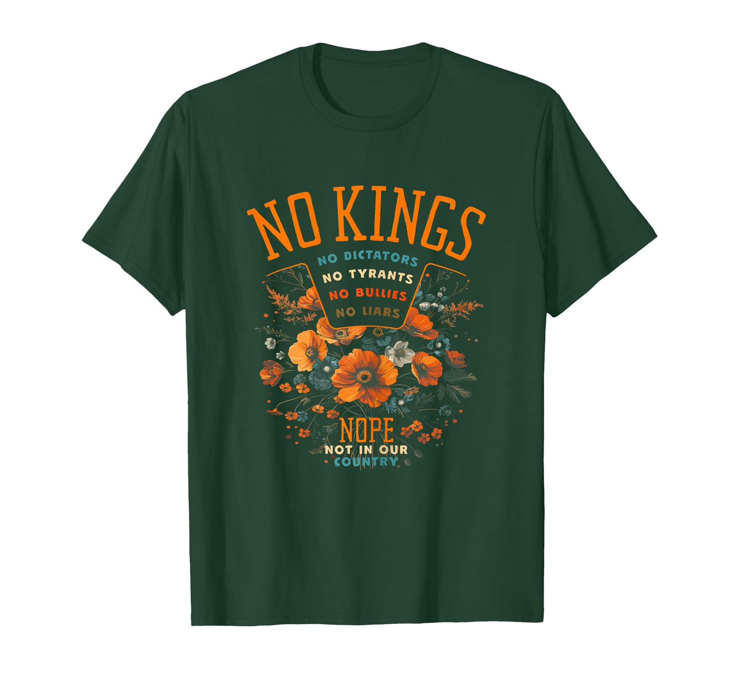 Feminine No Kings Floral Boho Protest for Women T-Shirt