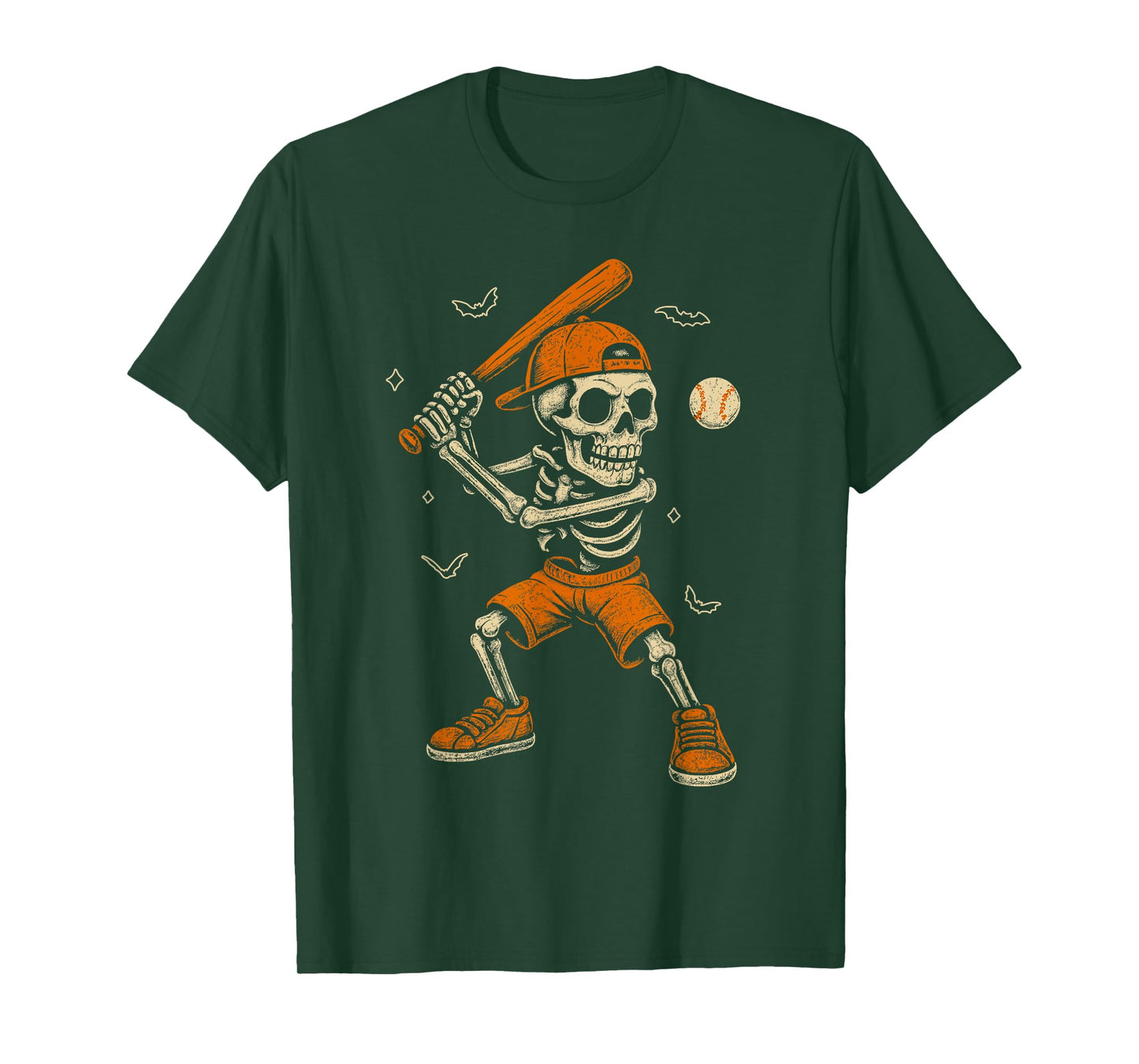 Skeleton Baseball Player Funny Costume Halloween Men Boys T-Shirt