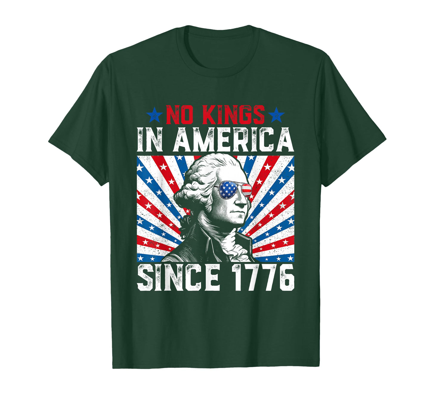 No Kings in America Since 1776 Distressed USA Flag Vintage T-Shirt