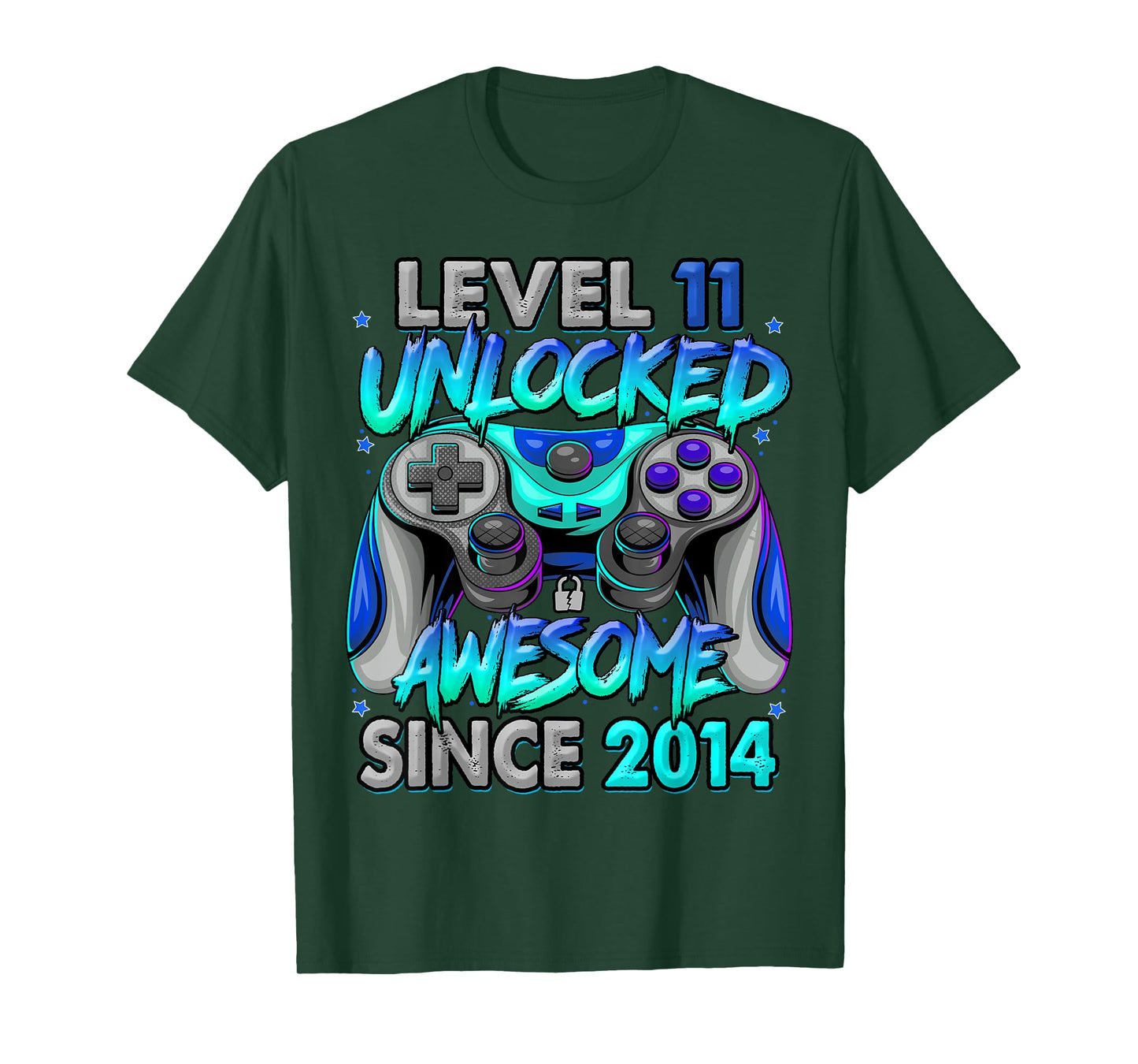 Level 11 Unlocked Awesome Since 2014 11th Birthday Gaming T-Shirt