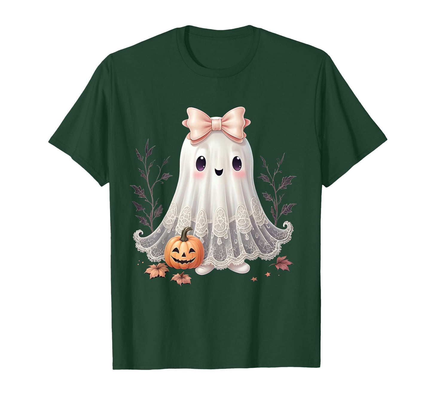 Lace Ghost Halloween Coquette Bow Vintage Women Girls T-Shirt