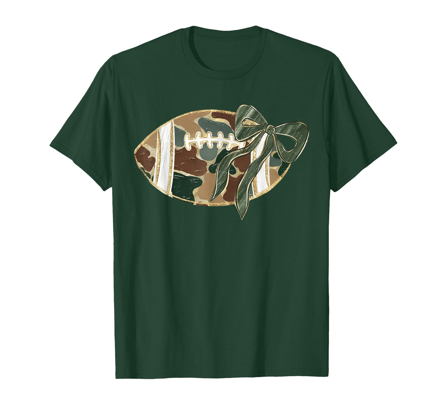 Camo Football Coquette Bow Touchdown Season Football Mama T-Shirt