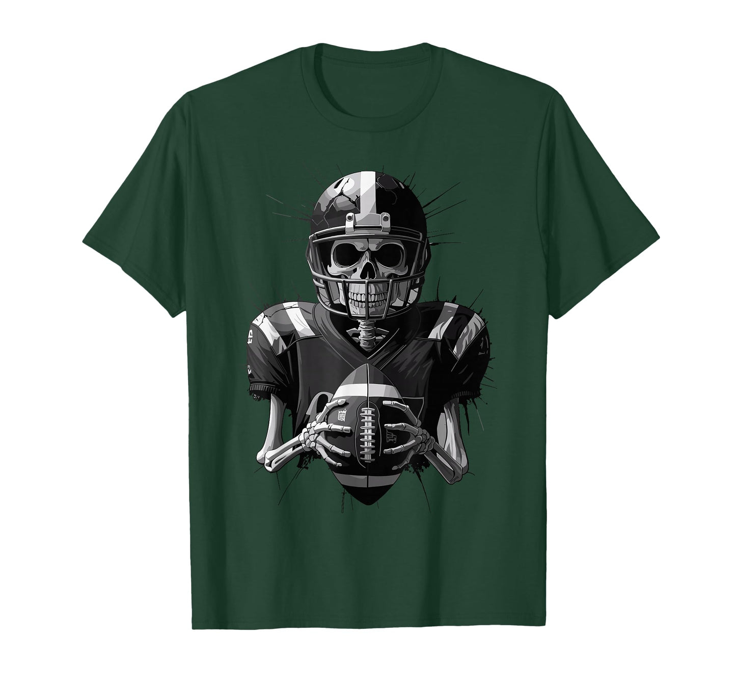 Halloween Skeleton Football Player Spooky Sports Graphic T-Shirt