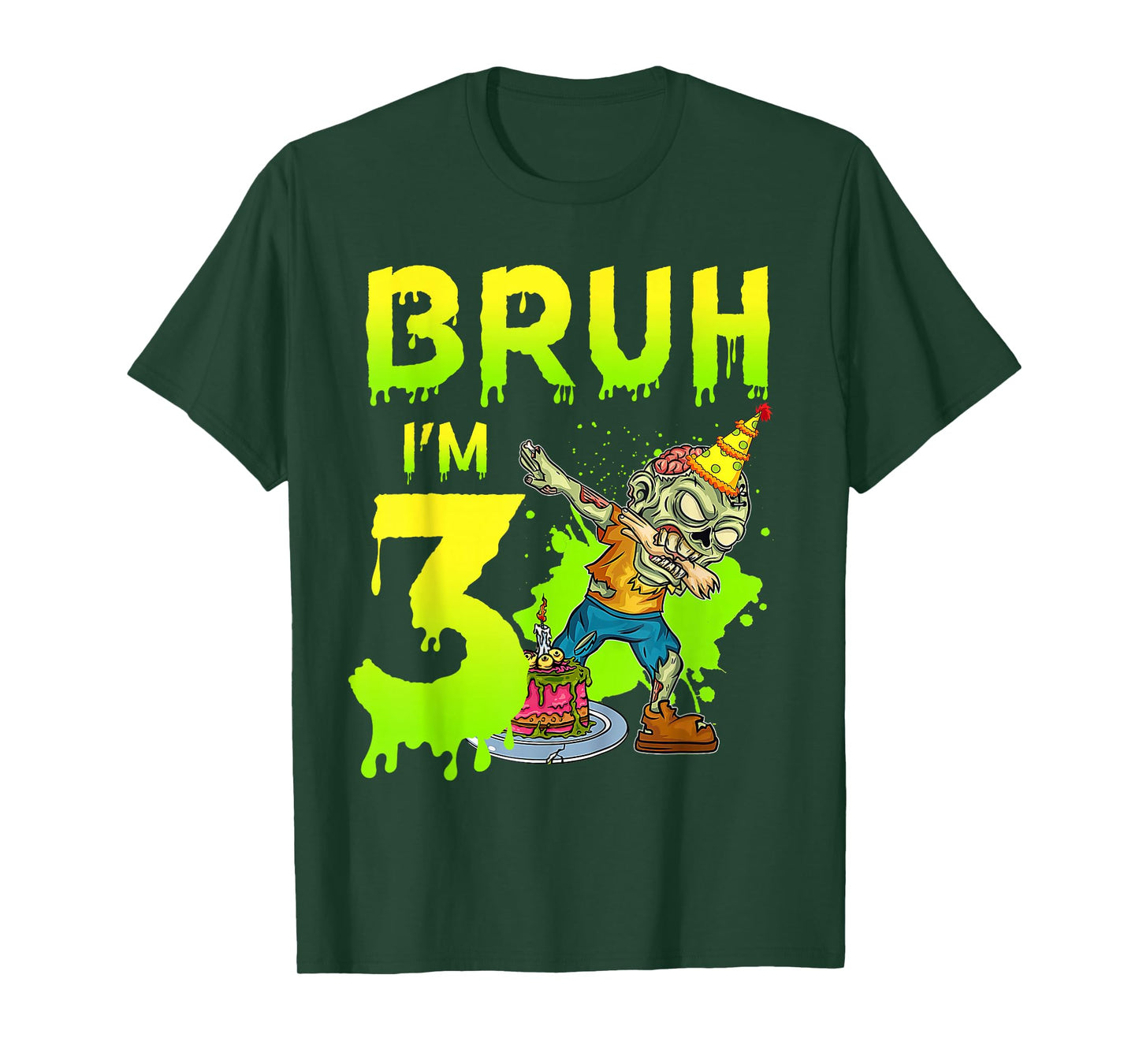 Bruh I'm 3rd Birthday Zombie Lover 3 Years Old Boys T-Shirt