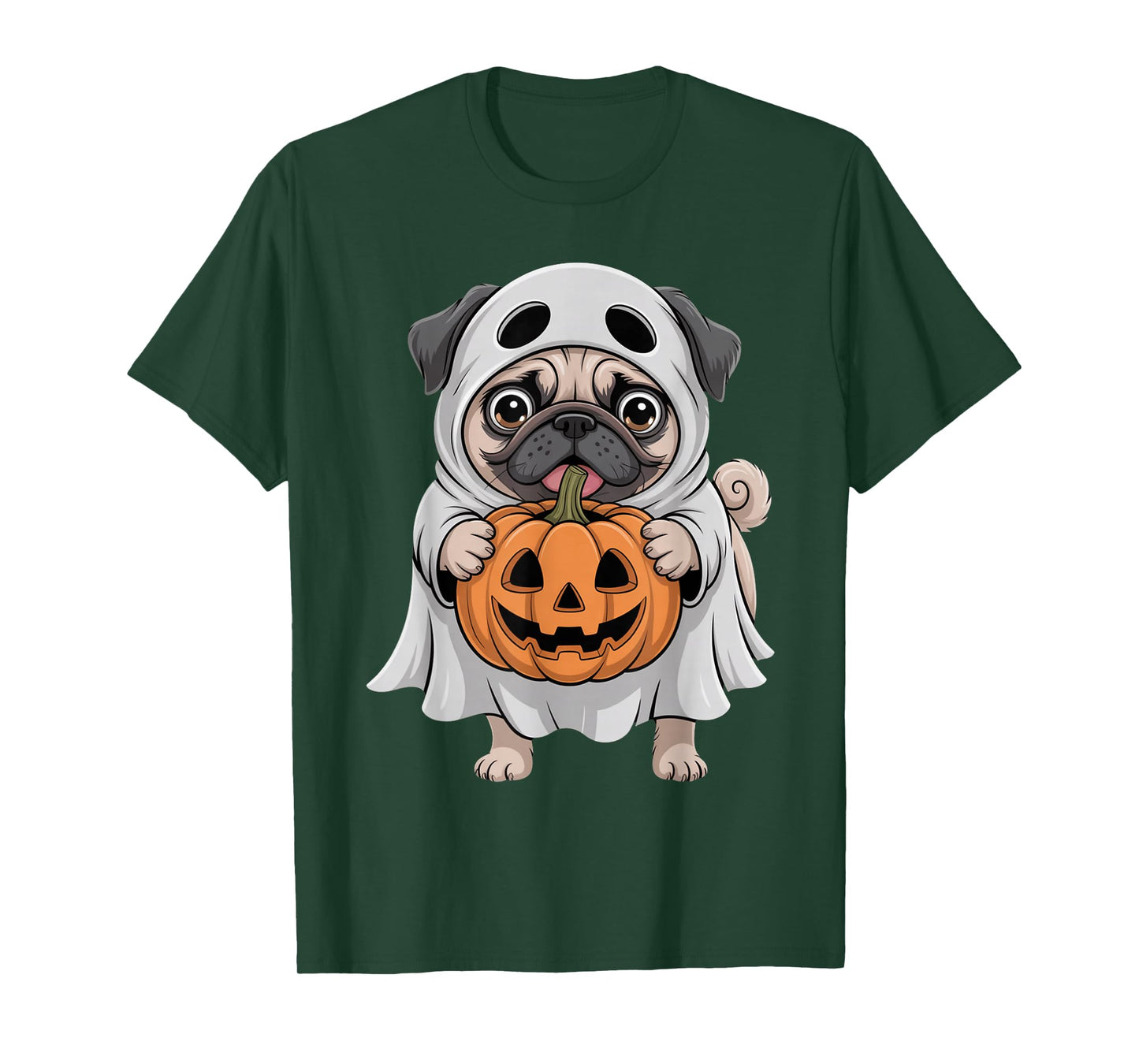 Cute Pug Ghost Pumpkin Dog Lover Halloween Costume T-Shirt
