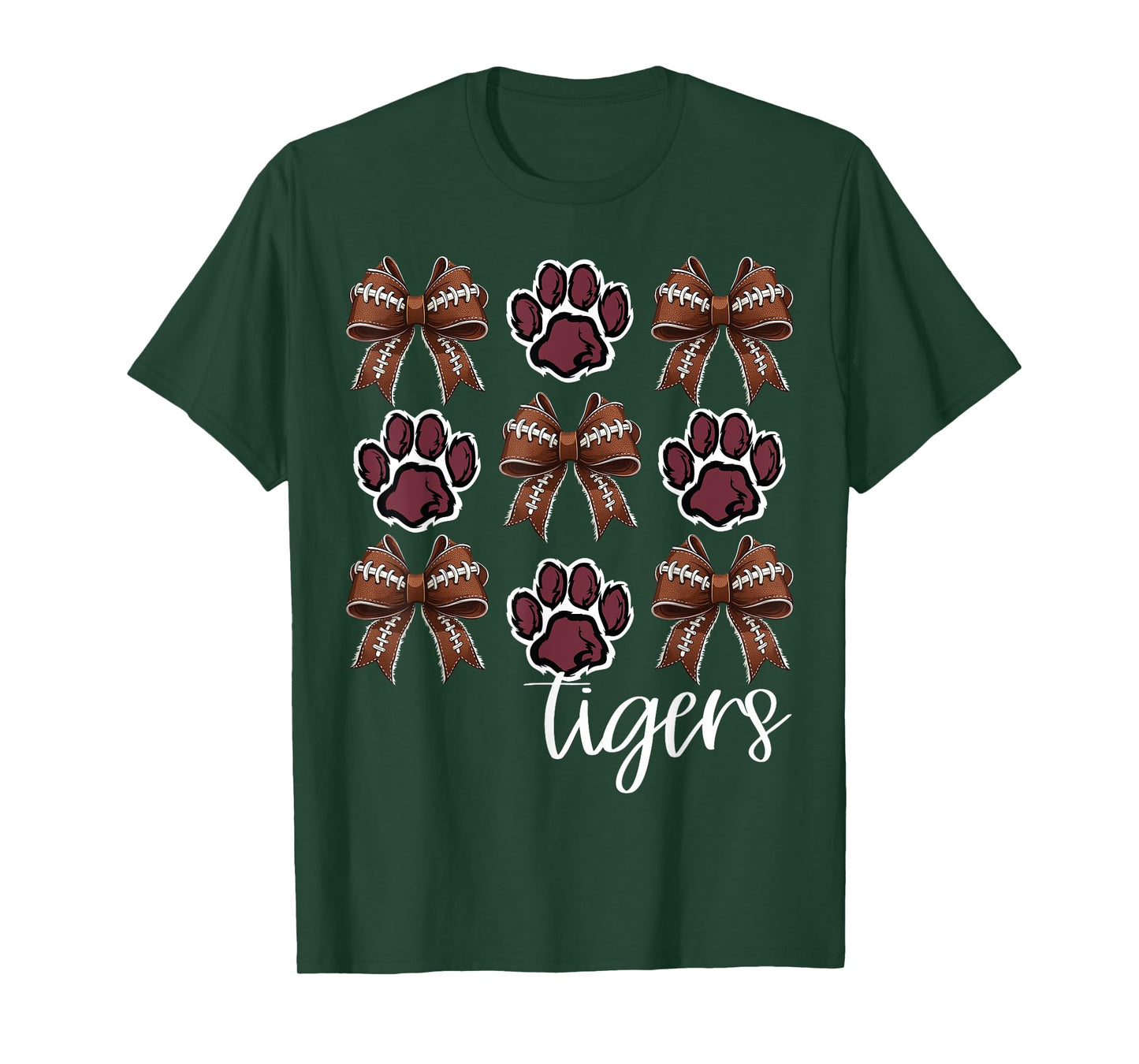 Tigers Football Mom Coquette Bows Game Day Maroon Tigers T-Shirt