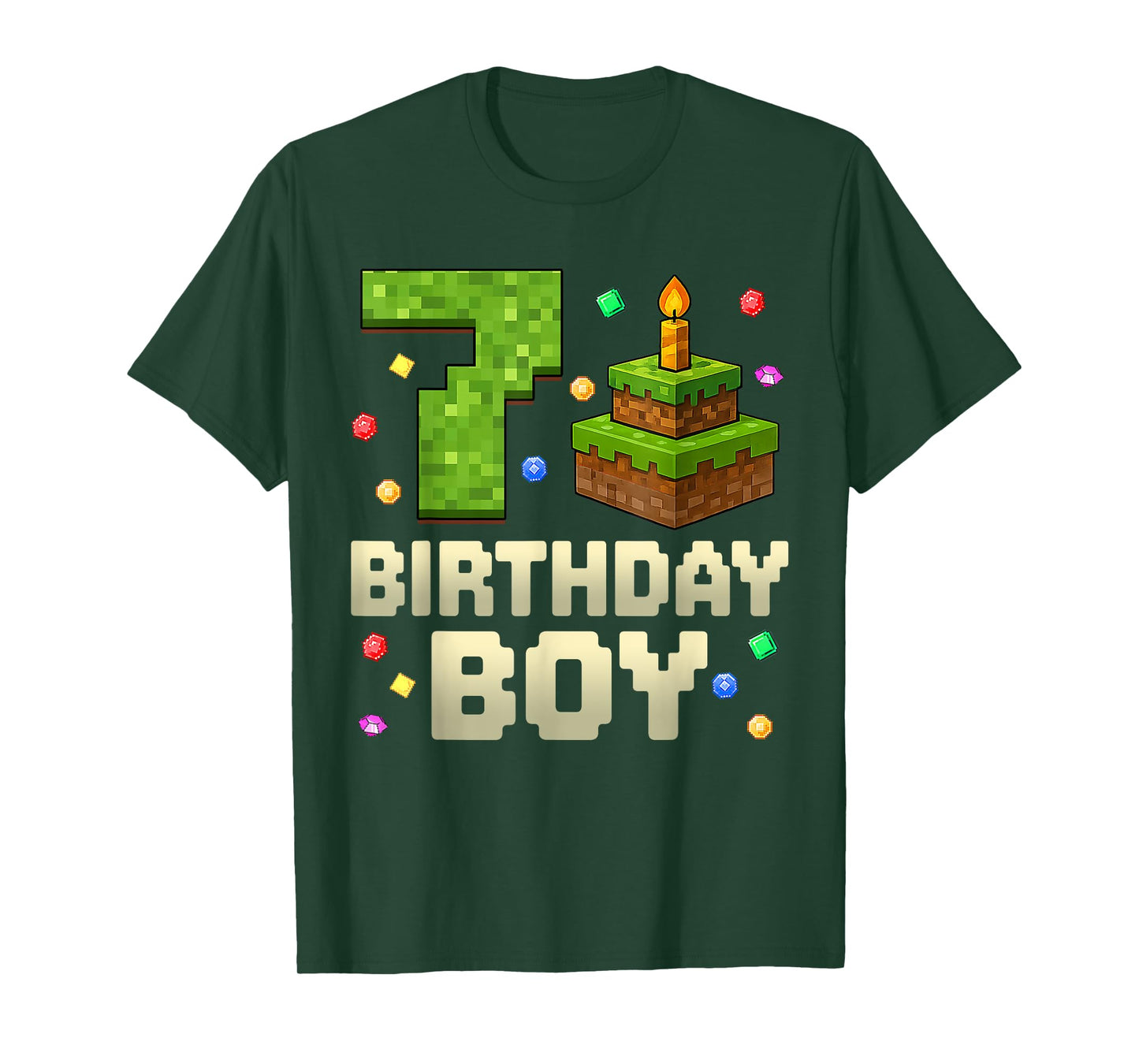 7th Birthday Boy Shirt Pixel Number Gamer Kids Boys T-Shirt
