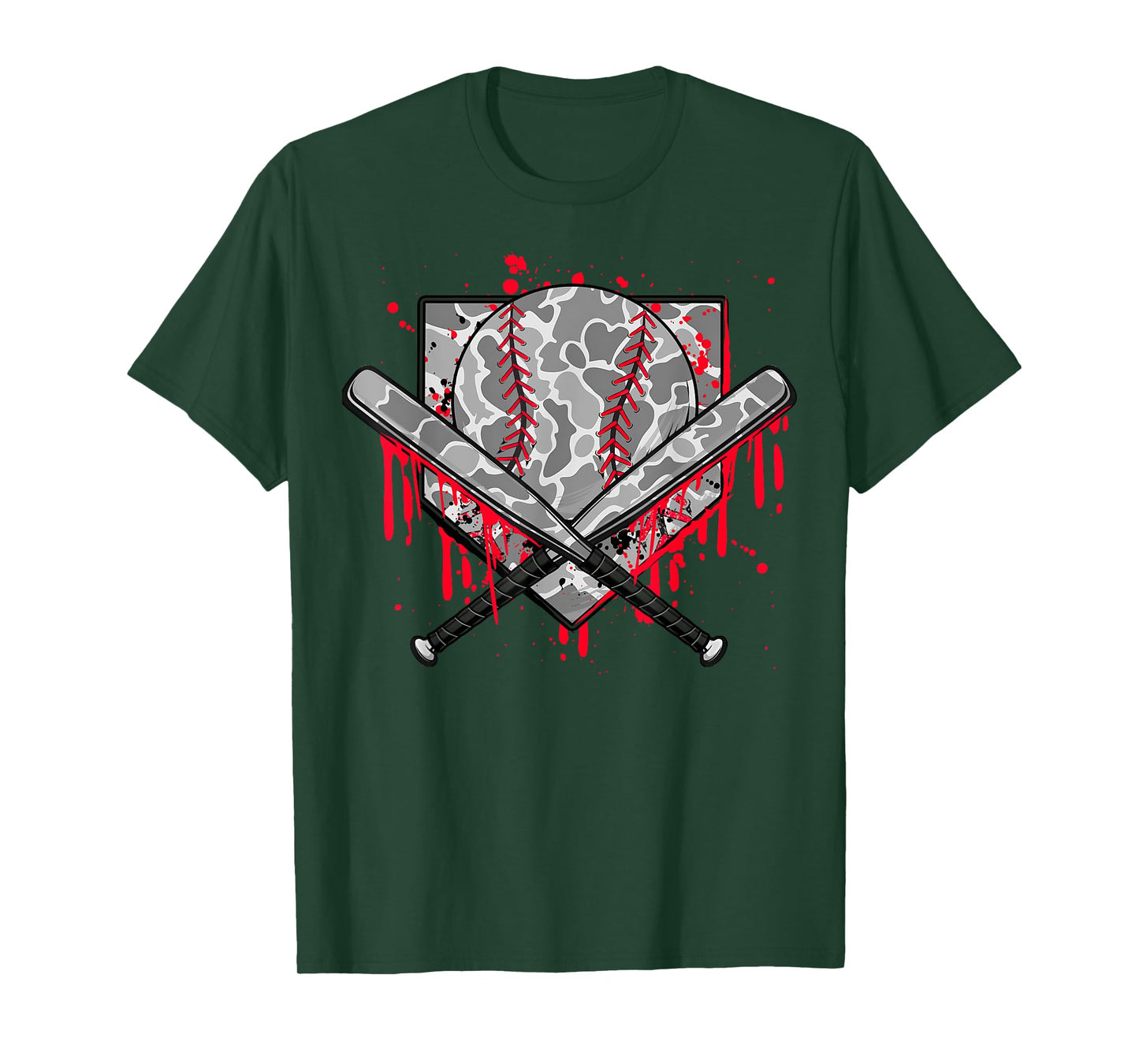 Baseball Drip Camo Baseball Home Plate Boys Sports Game Day T-Shirt