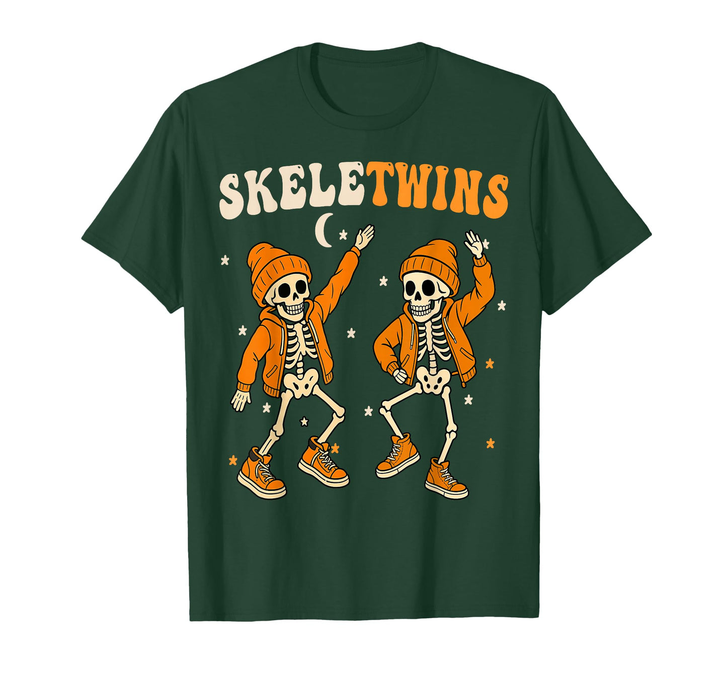 Twins Halloween Matching Skeletwins Funny Dancing Skeletons T-Shirt