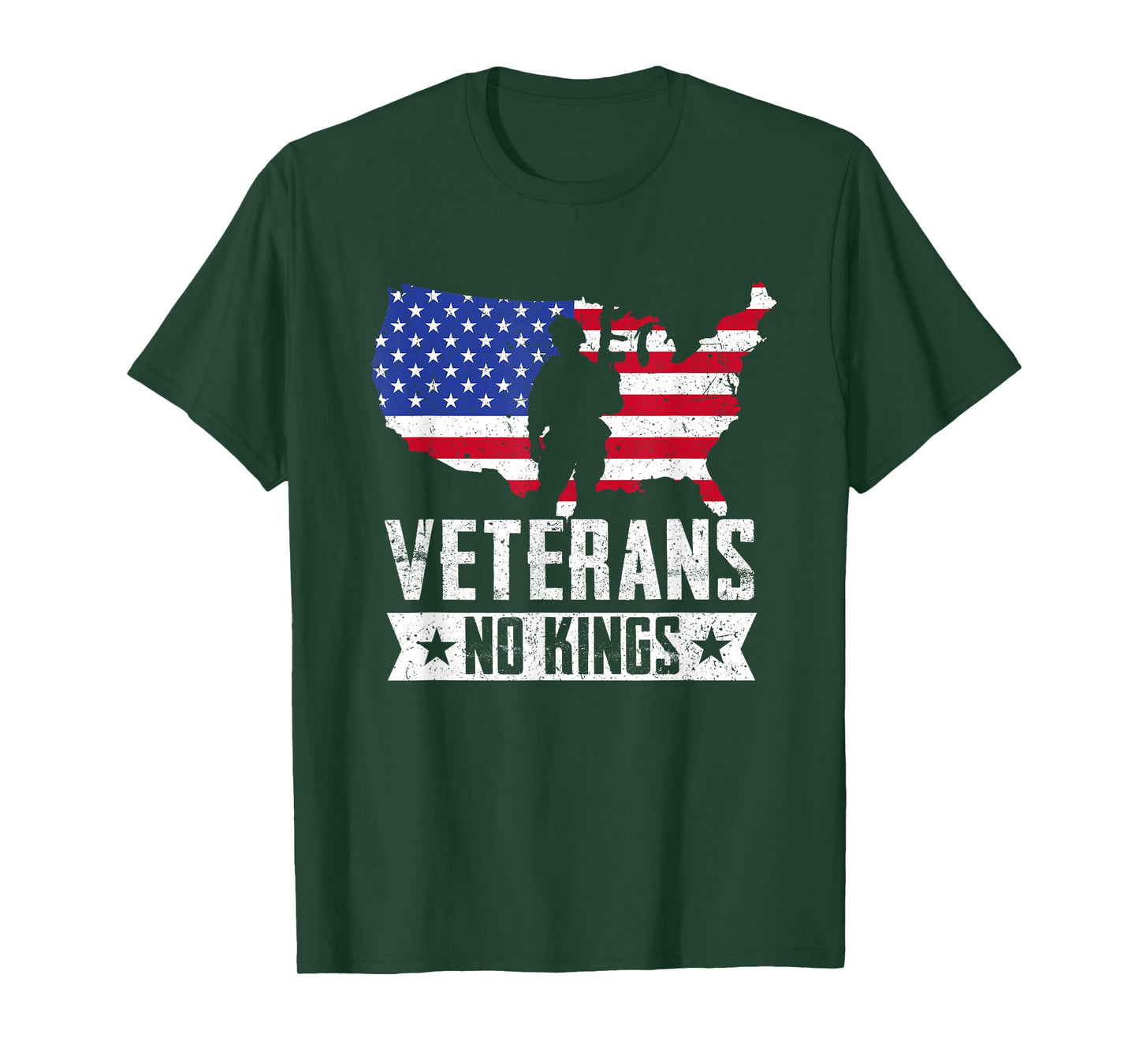 Veterans No Kings Vintage Military America Flag Veterans Day T-Shirt
