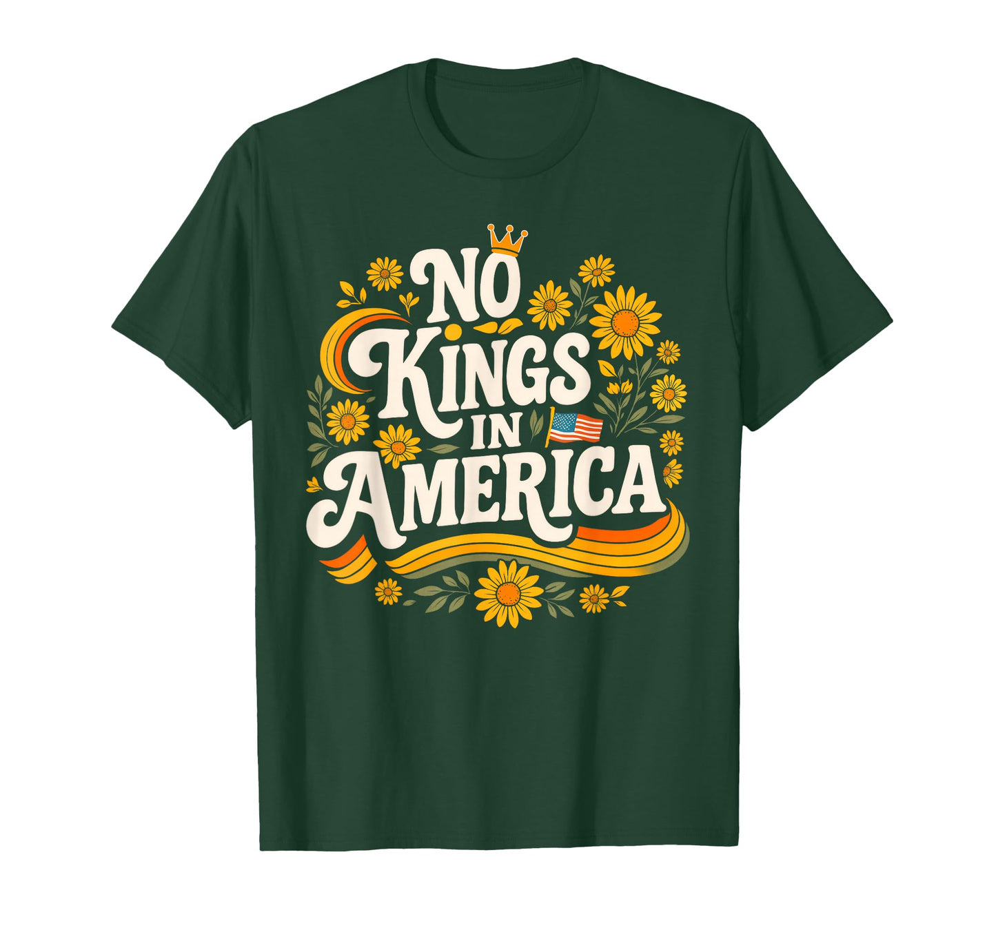 Vintage No Kings in America Floral Men Women T-Shirt