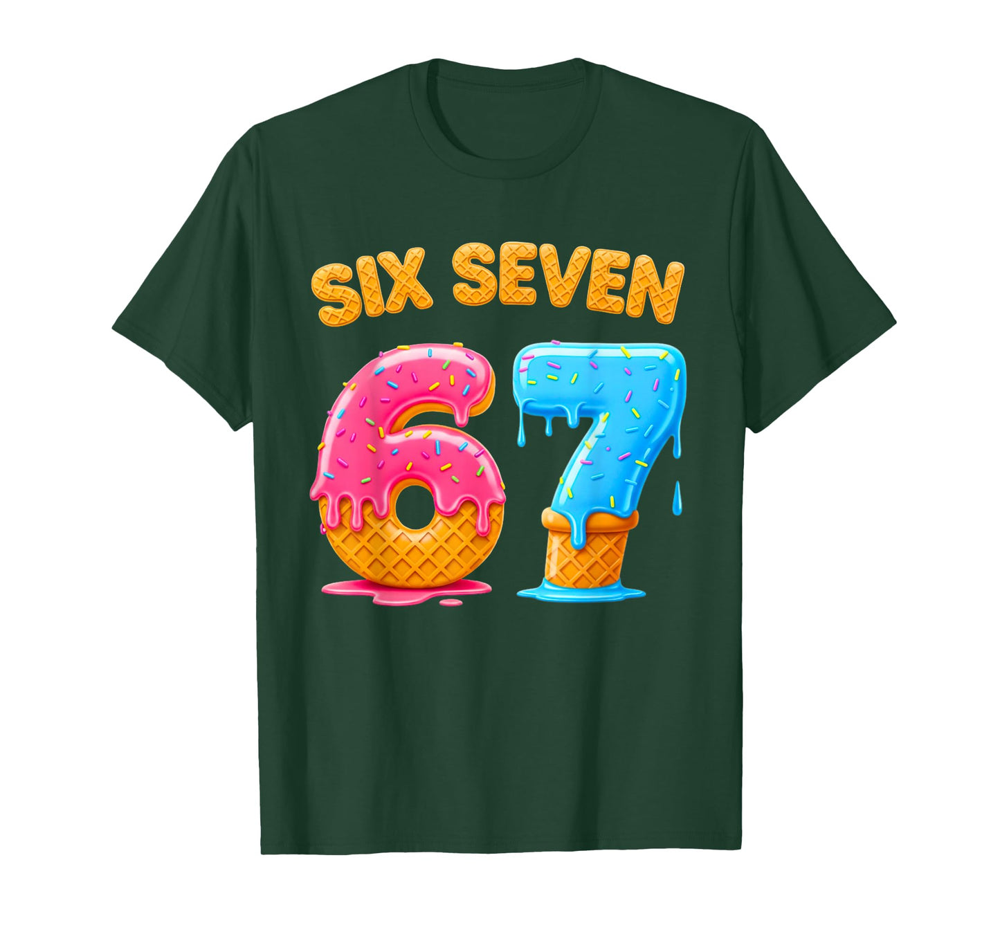 Six Seven Ice Cream Drip Gen Alpha Slang 6 7 Trending Meme T-Shirt