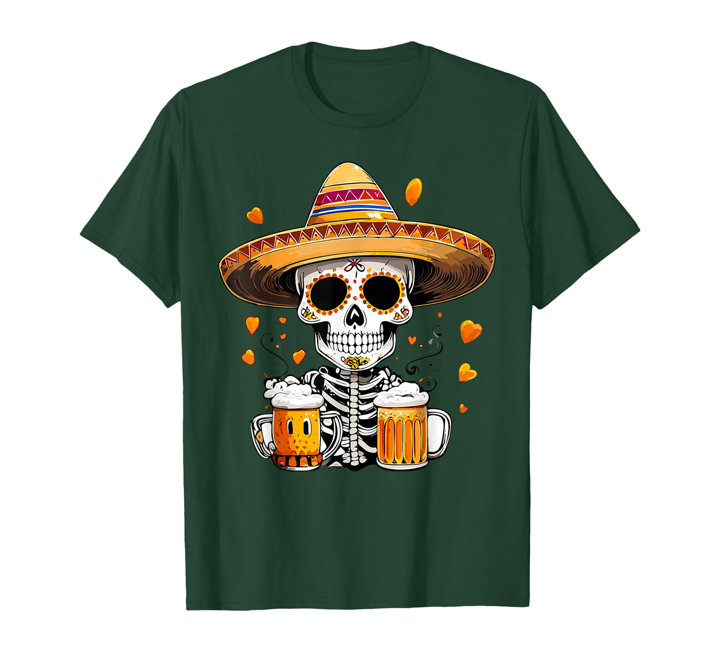 Skeleton Halloween Dia de Los Muertos Skeleton with Beer T-Shirt