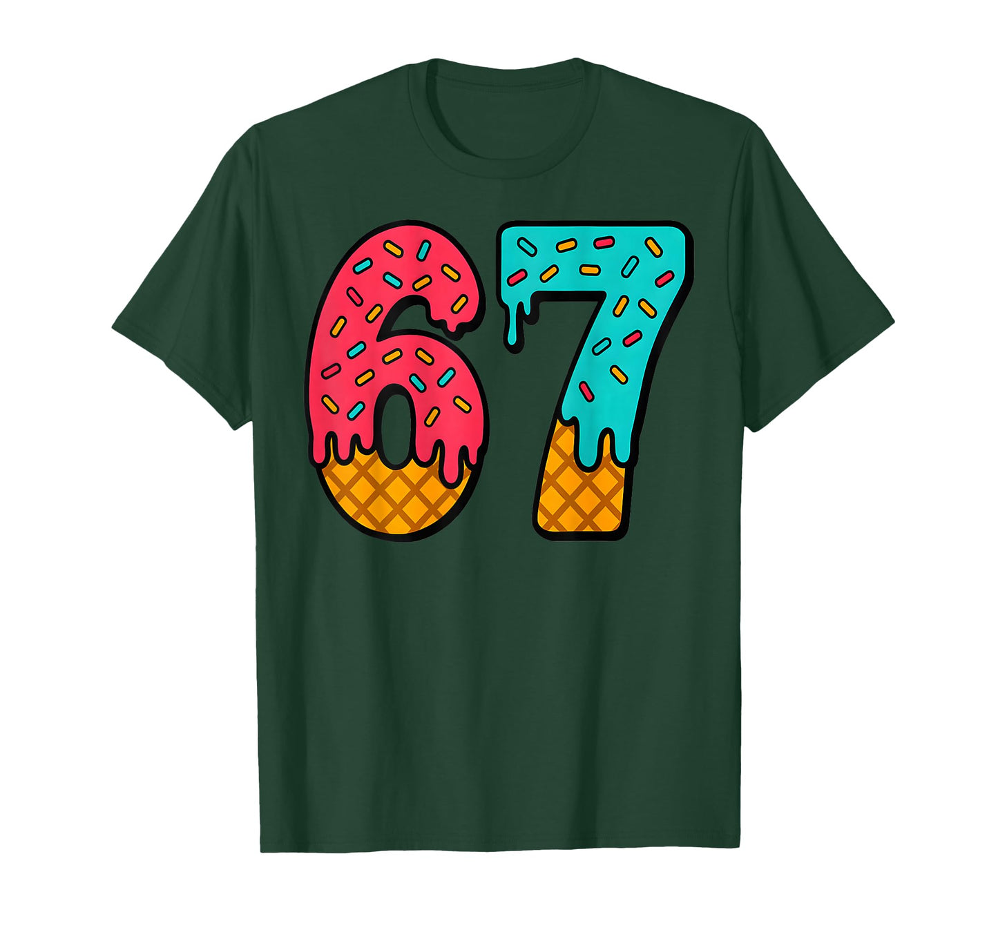 67 Ice Cream Drip Meme Six Seven Gen Alpha Slang (On Back) T-Shirt