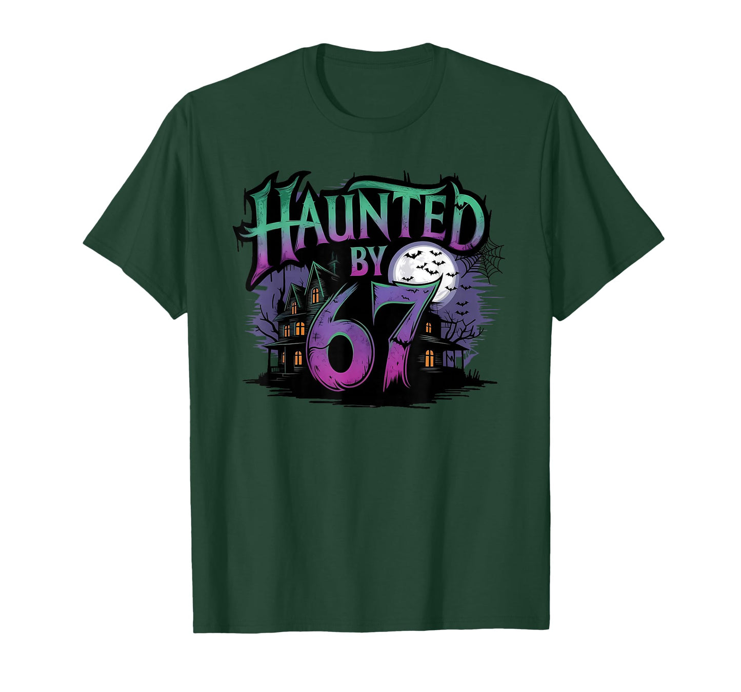Haunted by 67 Moon Ghost Meme Six Seven 6 7 Halloween Kids T-Shirt