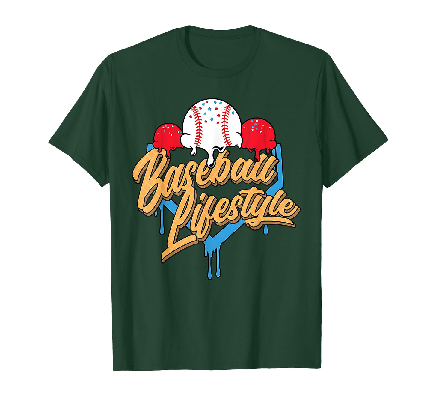 Baseball Lifestyle Home Plate Ice Cream Drip Men Boys Youth T-Shirt