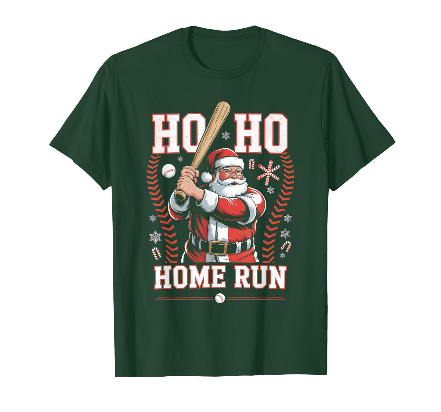 Ho Ho Home Run Baseball Christmas Funny Holiday Sports Santa T-Shirt